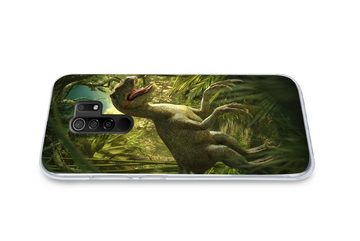 MuchoWow Handyhülle Dinosaurier - Pflanzen - Grün - Illustration - Kinder - Jungen, Phone Case, Handyhülle Xiaomi Redmi 9, Silikon, Schutzhülle
