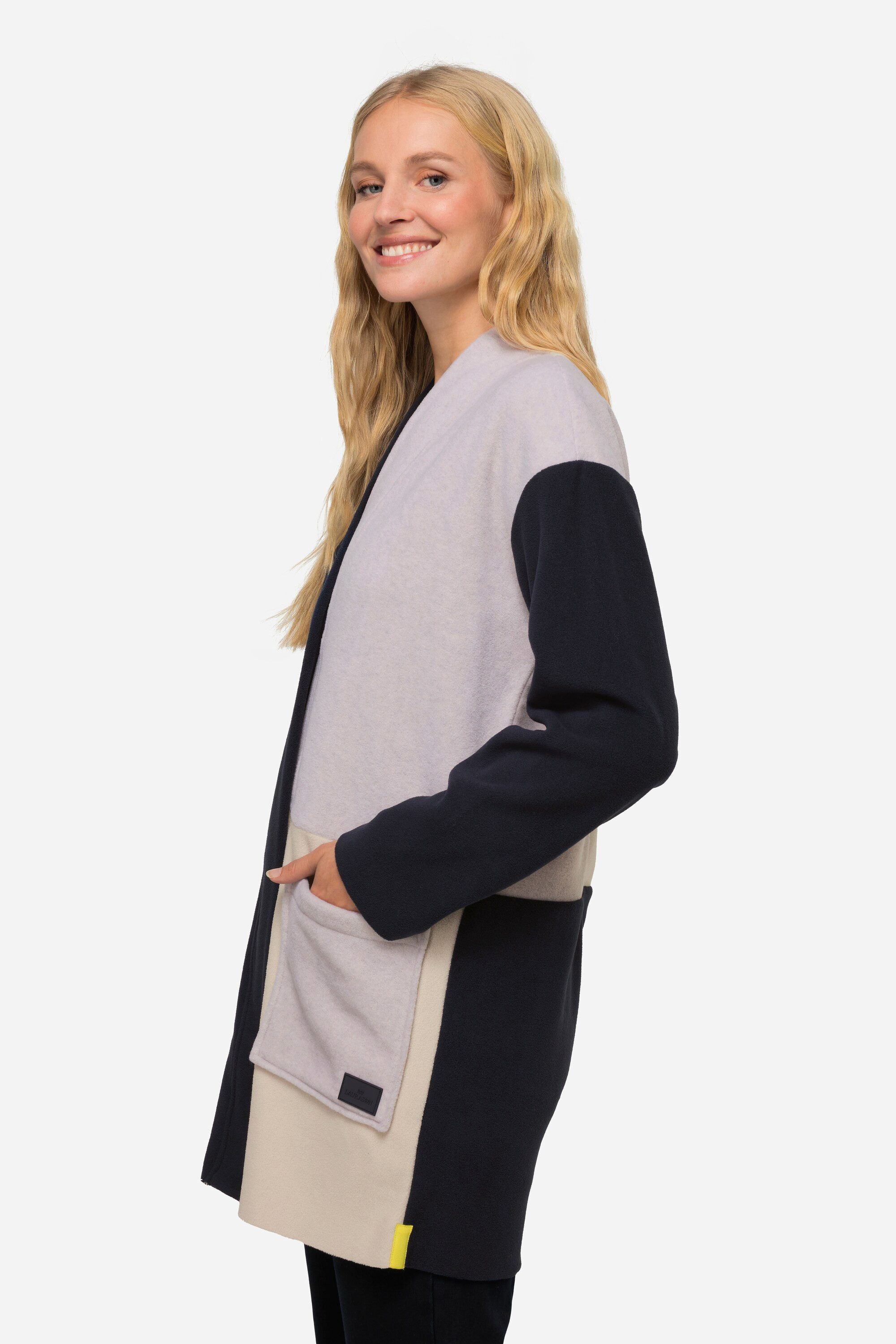 Laurasøn Sweatjacke Jacke Fleece Colorblocking Kelchkragen Langarm