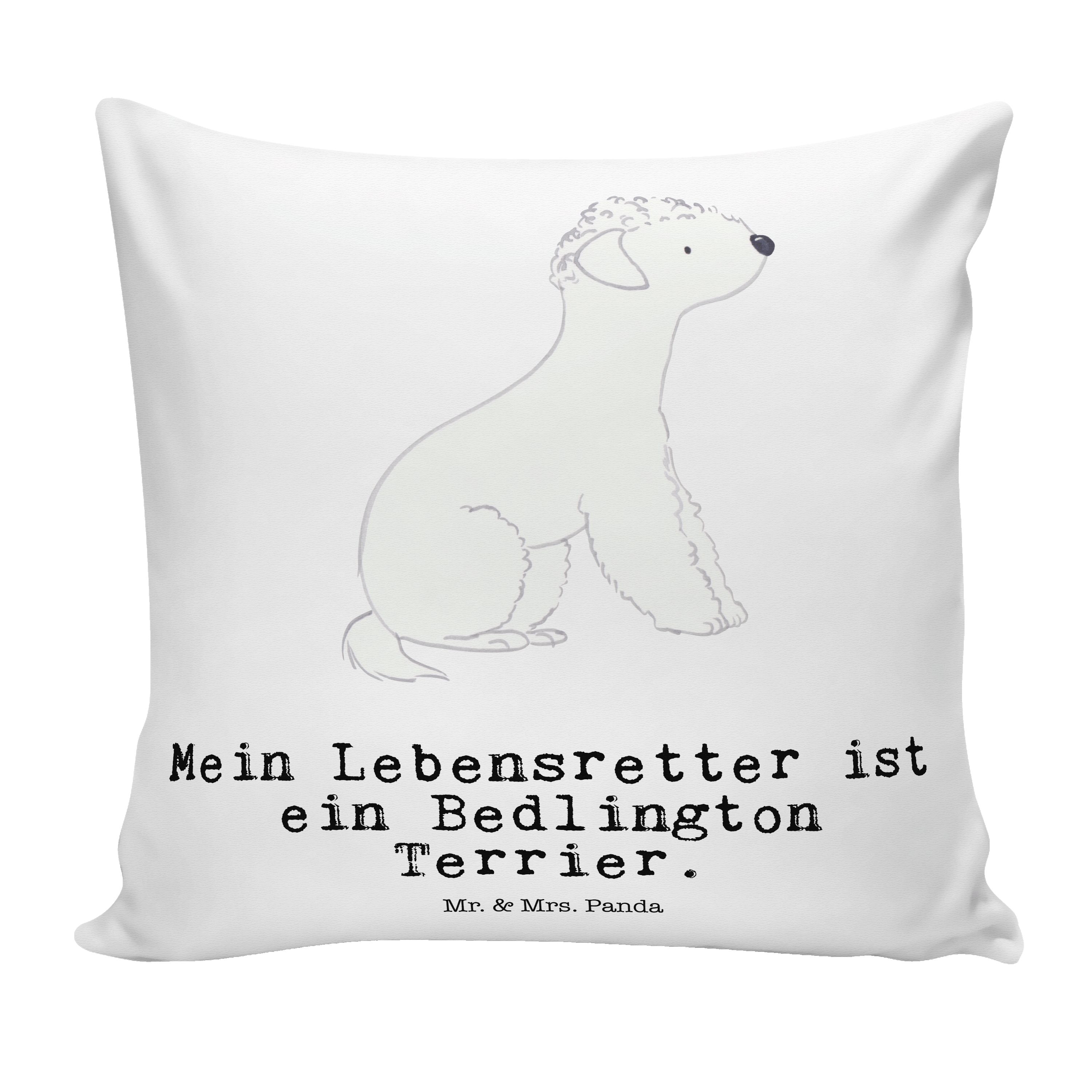 Mr. & Mrs. Panda Dekokissen Bedlington Terrier Lebensretter - Weiß - Geschenk, Motivkissen, Schen