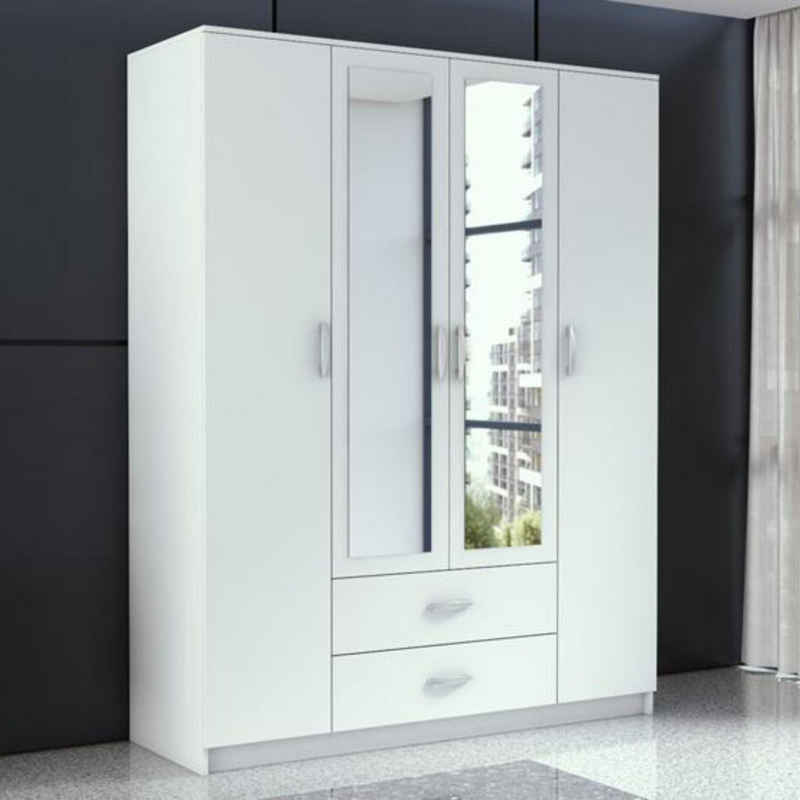 Beautysofa Drehtürenschrank Noah (160 cm Breite modernes Schrank) inklusive Drehtüren mit Spiegel, mit 2 geräumige Schubladen