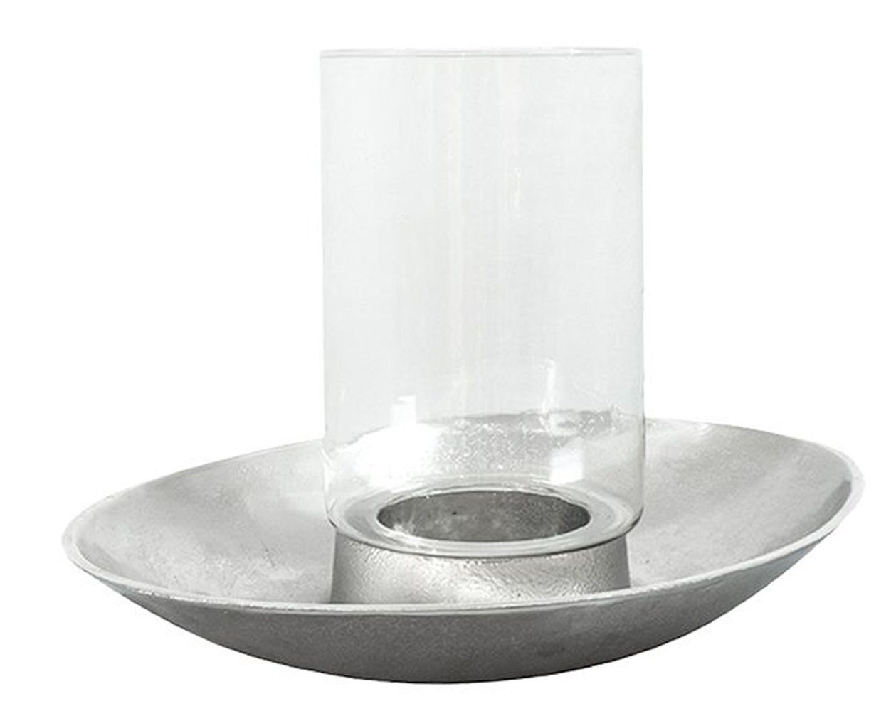 LaCasa Windlicht Alu Tellerwindlicht klar St) Glas 37x38x23cm Nickel Raw (1