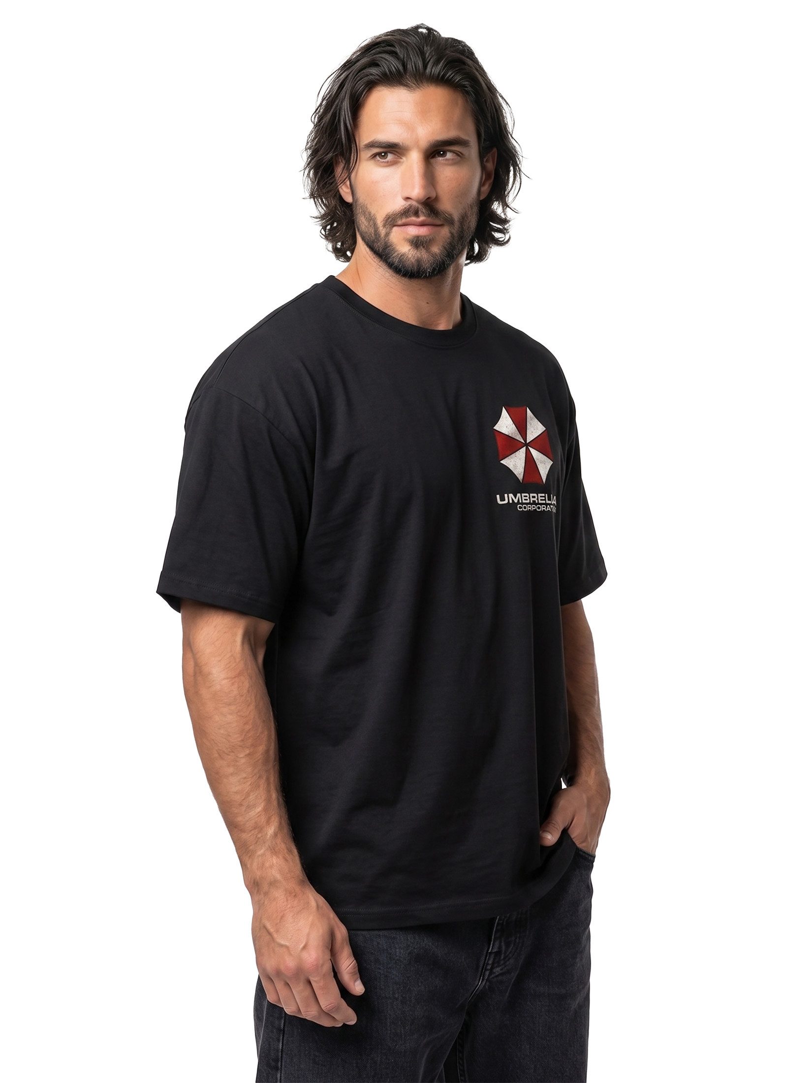 MAKAYA T-Shirt Evil Umbrella Corp Herren Männer Vampir Zombie Motiv mit Druck