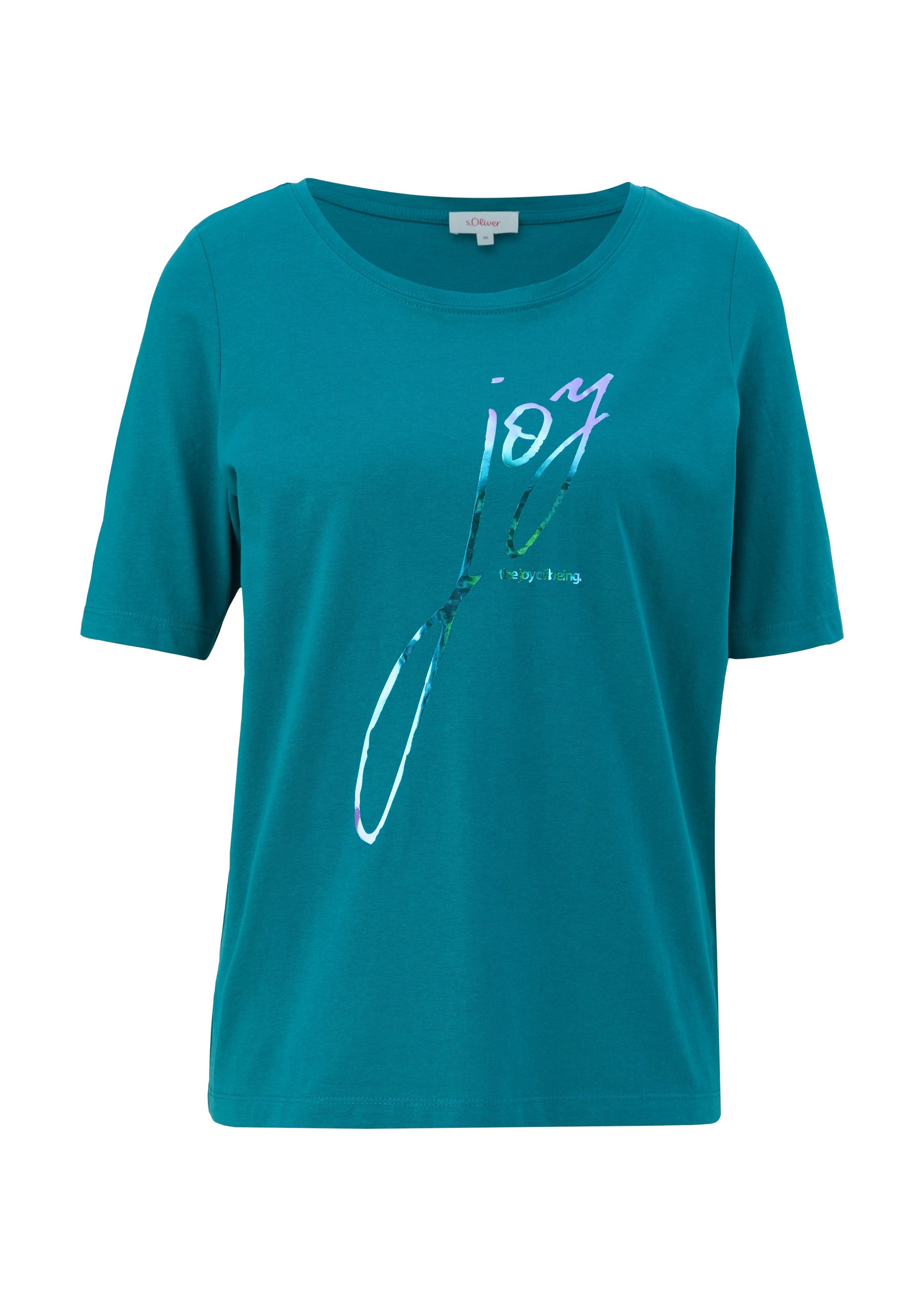 s.Oliver T-Shirt mit Aufschrift green vorne blue