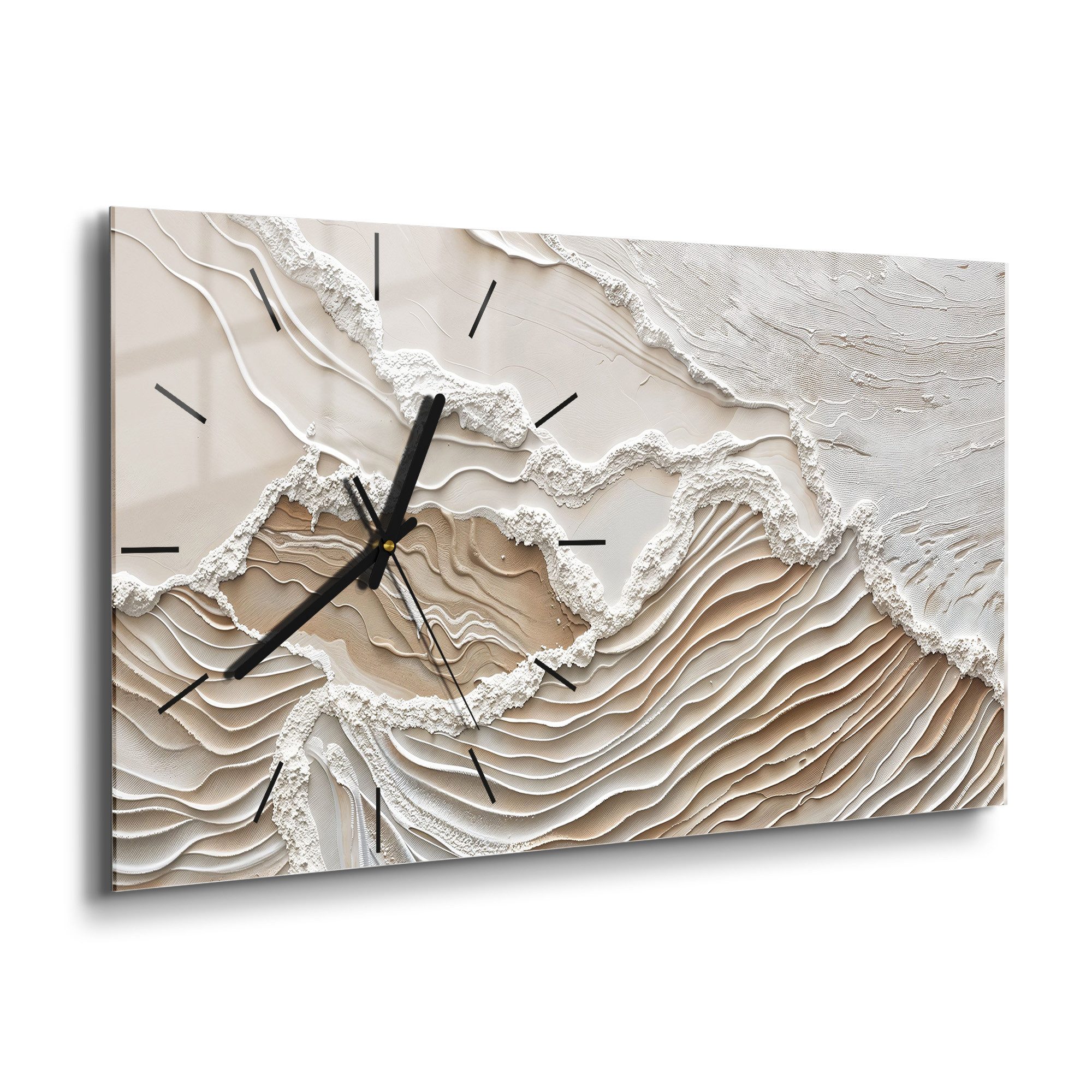 DEQORI Wanduhr 'Sandwellenzauber' (Glas Glasuhr modern Wand Uhr Design Küch günstig online kaufen