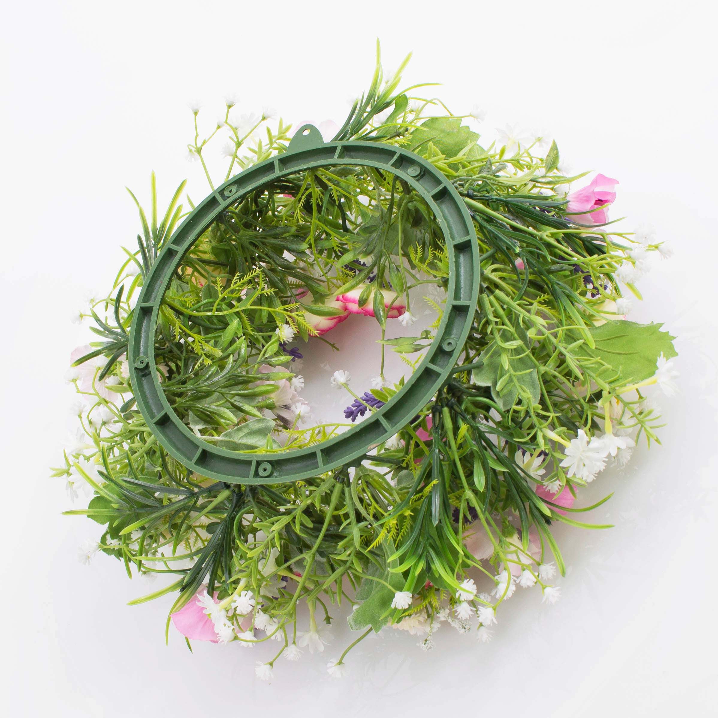 Kunstkranz Felicia, Stiefmütterchen, Ranunkeln, rosa - weiß, Ø 30cm, artplants, Höhe 10.0 cm