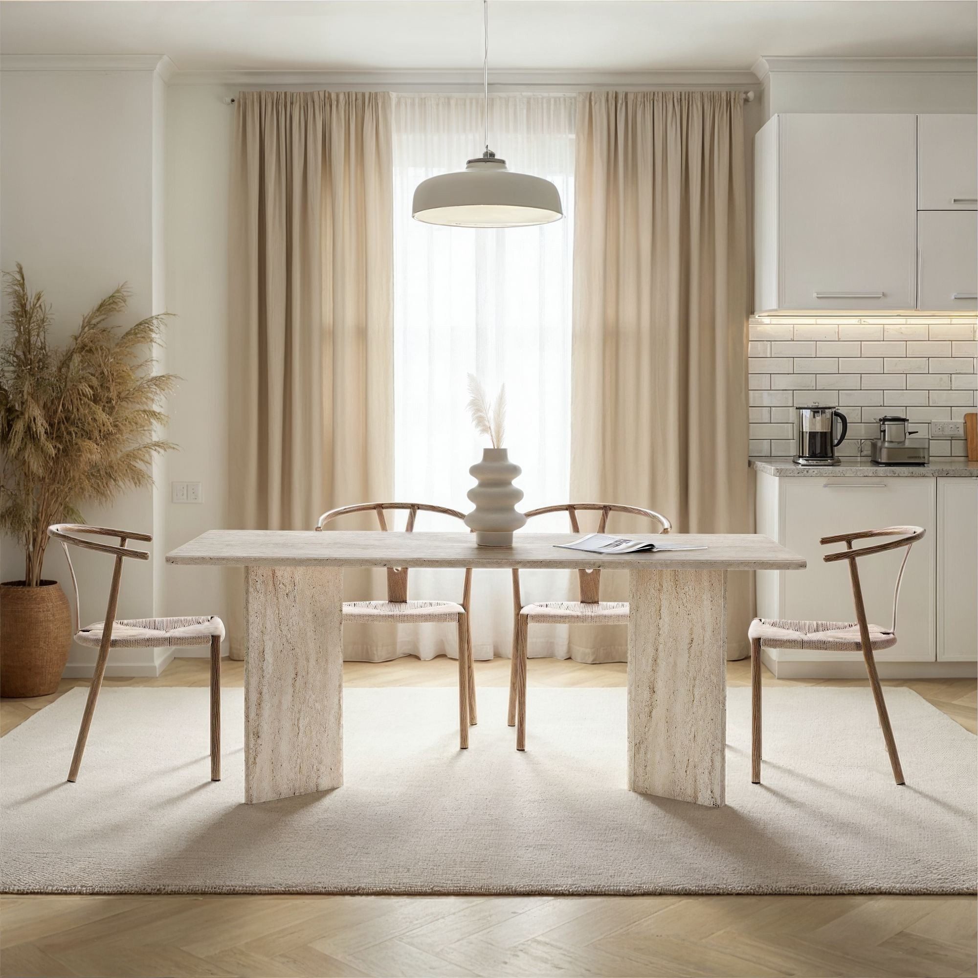 Skye Decor Esstisch Linza (1-St., 1 Tisch), Japandi Design, Rechteckige Tischform, Kratzunempfindlich