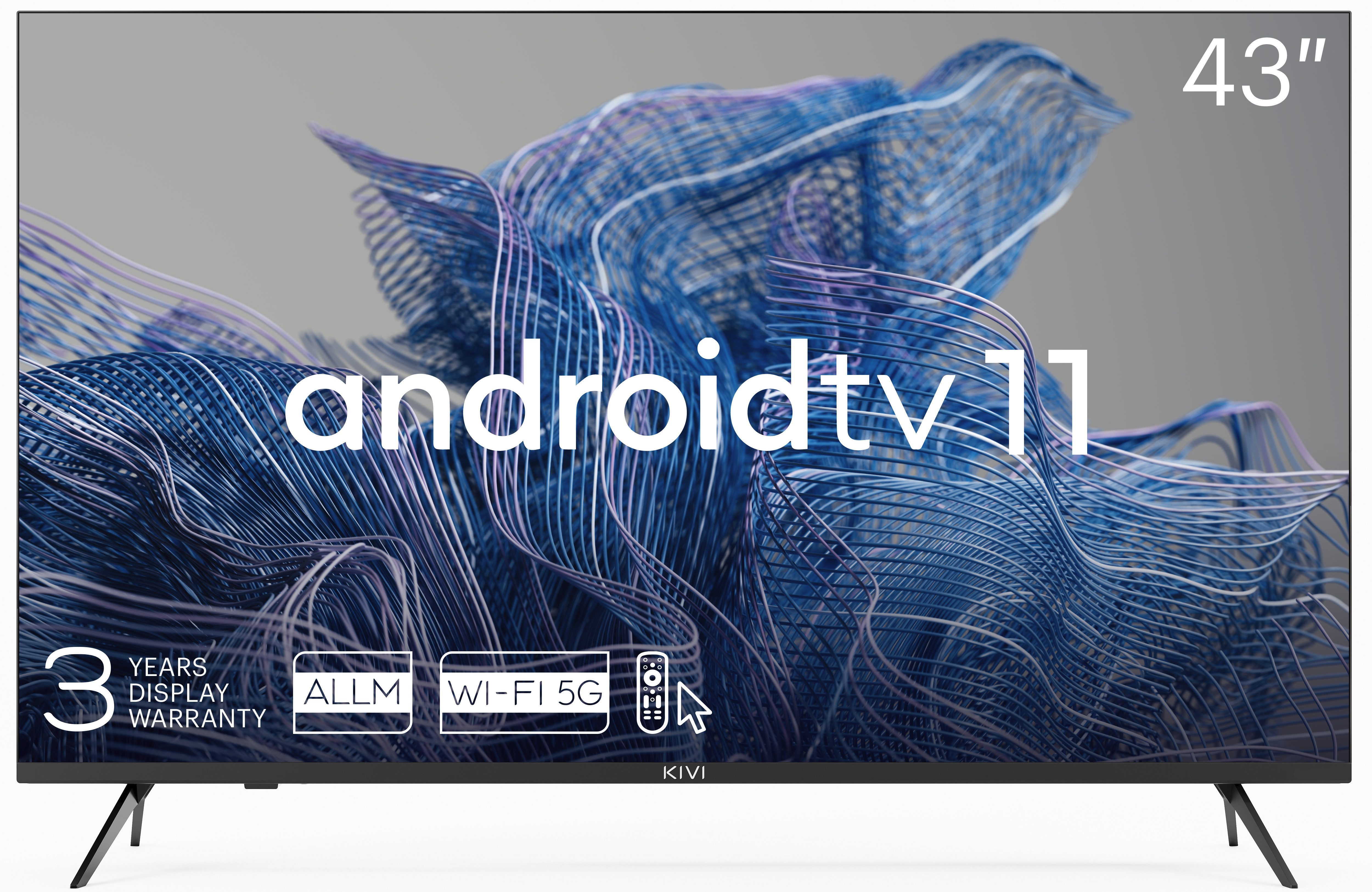 KIVI 43U750NB LED-Fernseher (109,00 cm/43 Zoll, 4K Ultra HD, Smart-TV, Android TV, HbbTV, Sprachsteuerung, Game Modus, Bluetooth, Frameless)