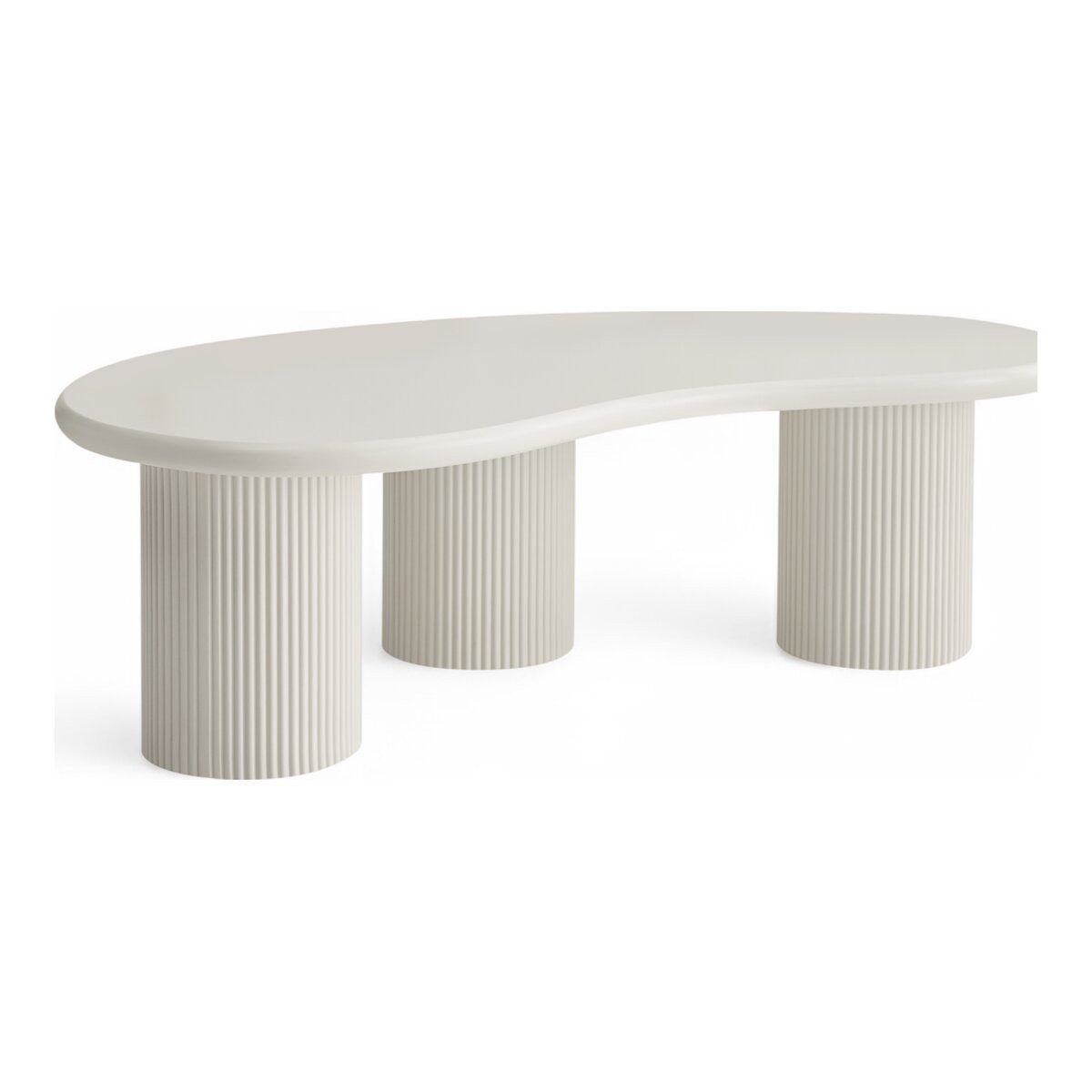 Feeling4Home Couchtisch Evan 130 cm Cream White - Moderner ovaler Sofatisch mit Säulenfuß, Markante Formensprache mit modernem Säulendesign
