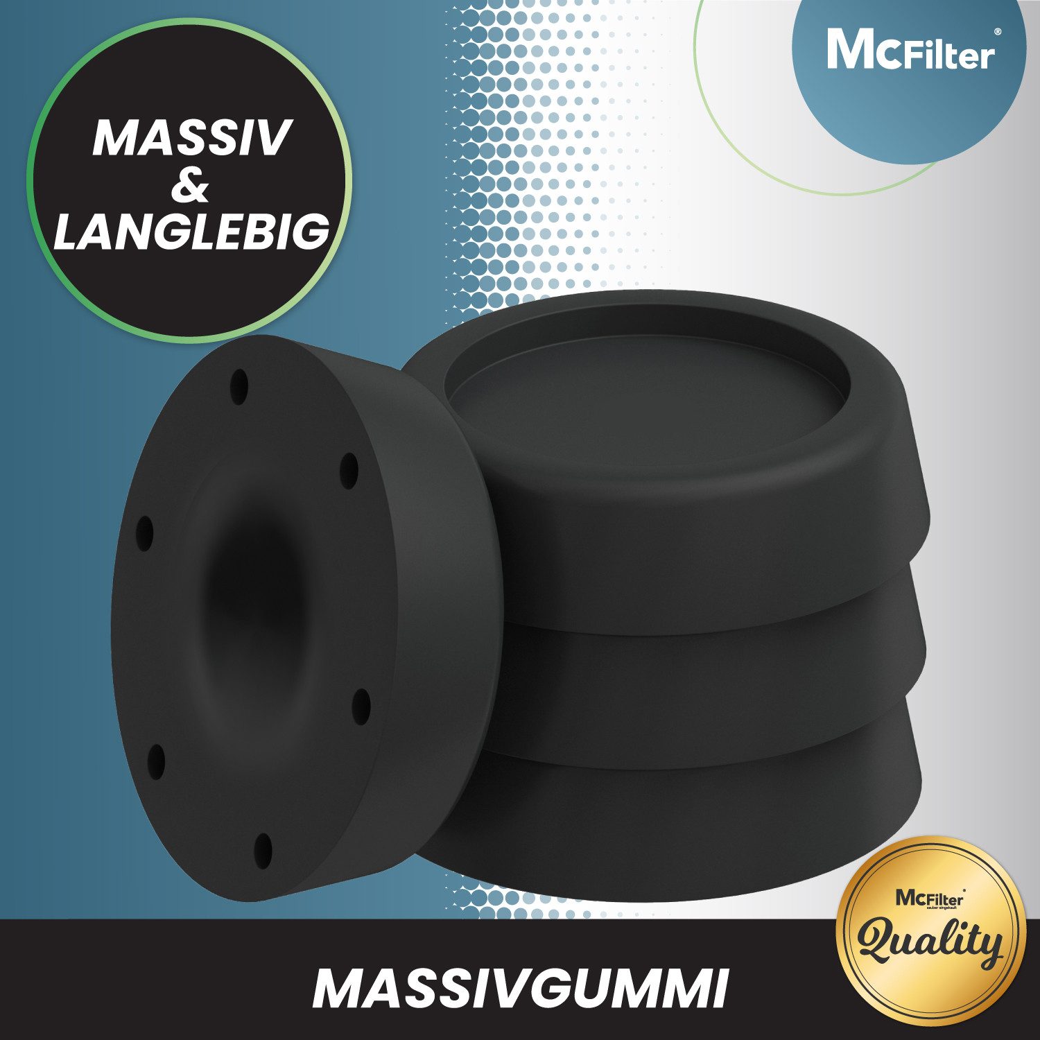 McFilter Vibrationsdämpfer 4 Schwingungsdämpfer für Waschmaschinen und Trockner, (Universal Vibrationsdämpfer kompatibel mit Bosch, Siemens, AEG, 4-St), Rutschf – Bild 5 von 5