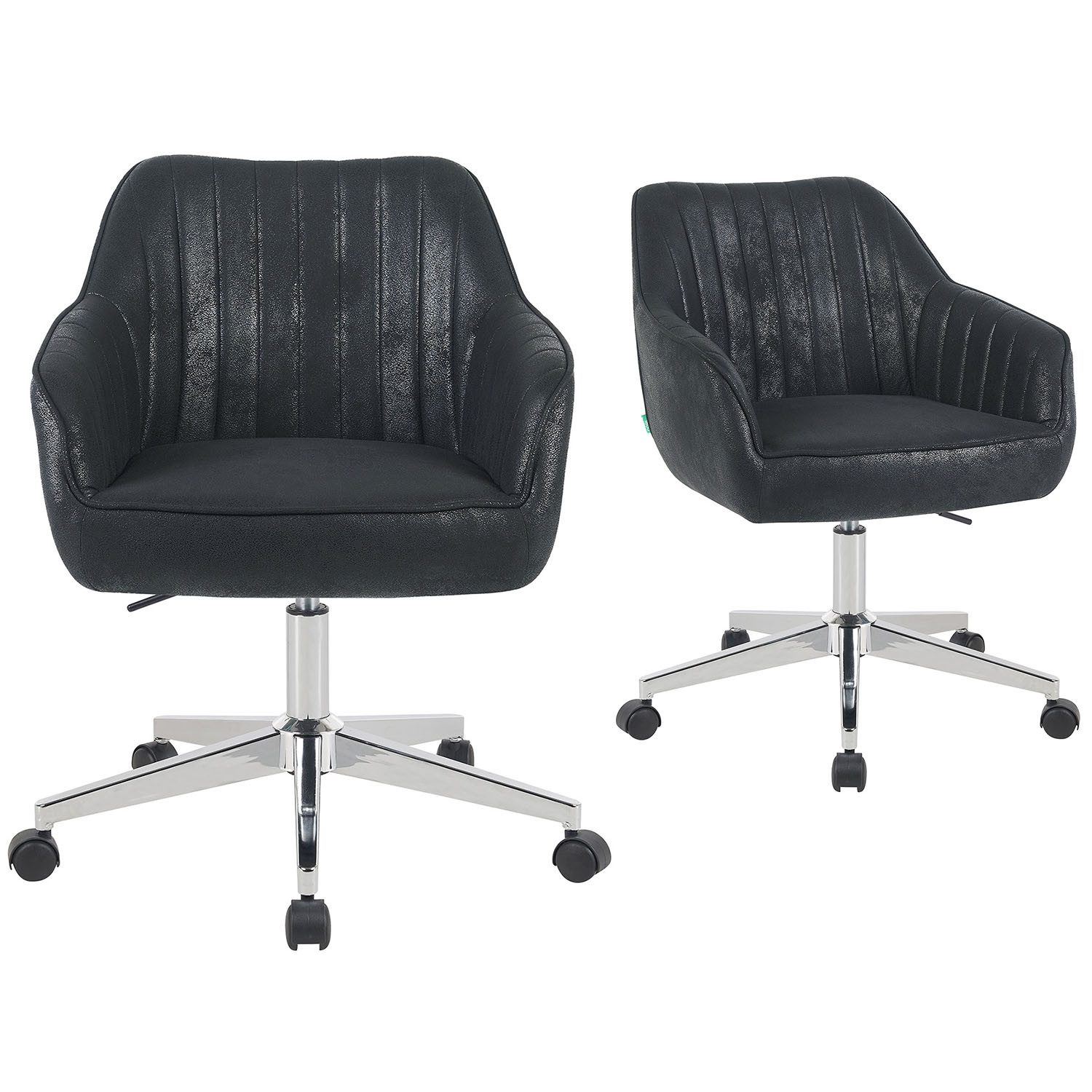 DUBI Möbel Bürostuhl Mika-Elio, Federkern, 360° drehbar, höhenverstellbar mit 5 Rollen im 2er-Set