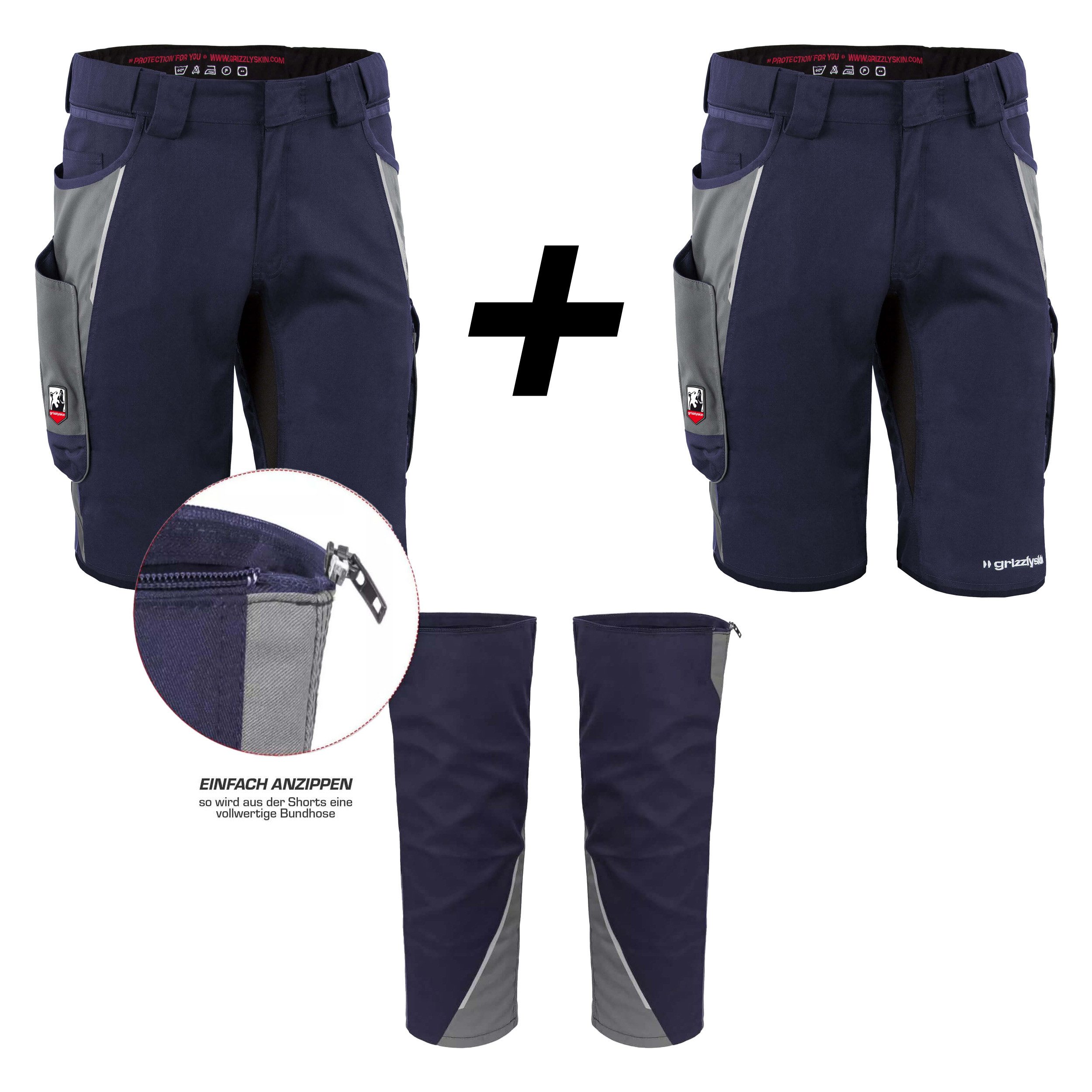 Qualitex Workwear Arbeitsshorts Moderne kurze Arbeitshose - 2x Herren Shorts IRON + Beinverlängerung (3-tlg) Cordura, Stretch, Lyocell - Robust & Atmungsaktiv für Handwerker