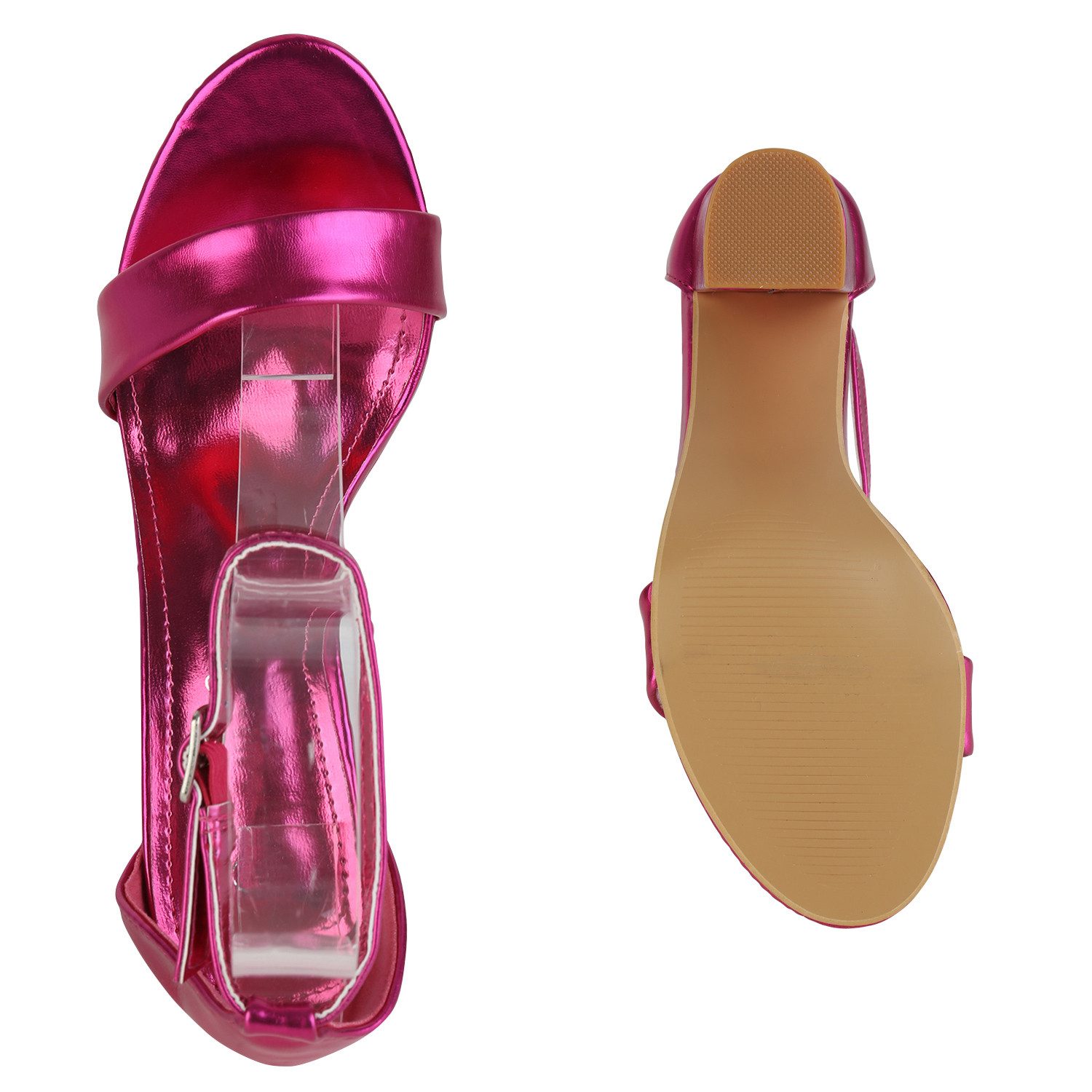 VAN HILL 839904 High-Heel-Sandalette Damen High Heels Sandaletten Party Leder-Optik Absatz-