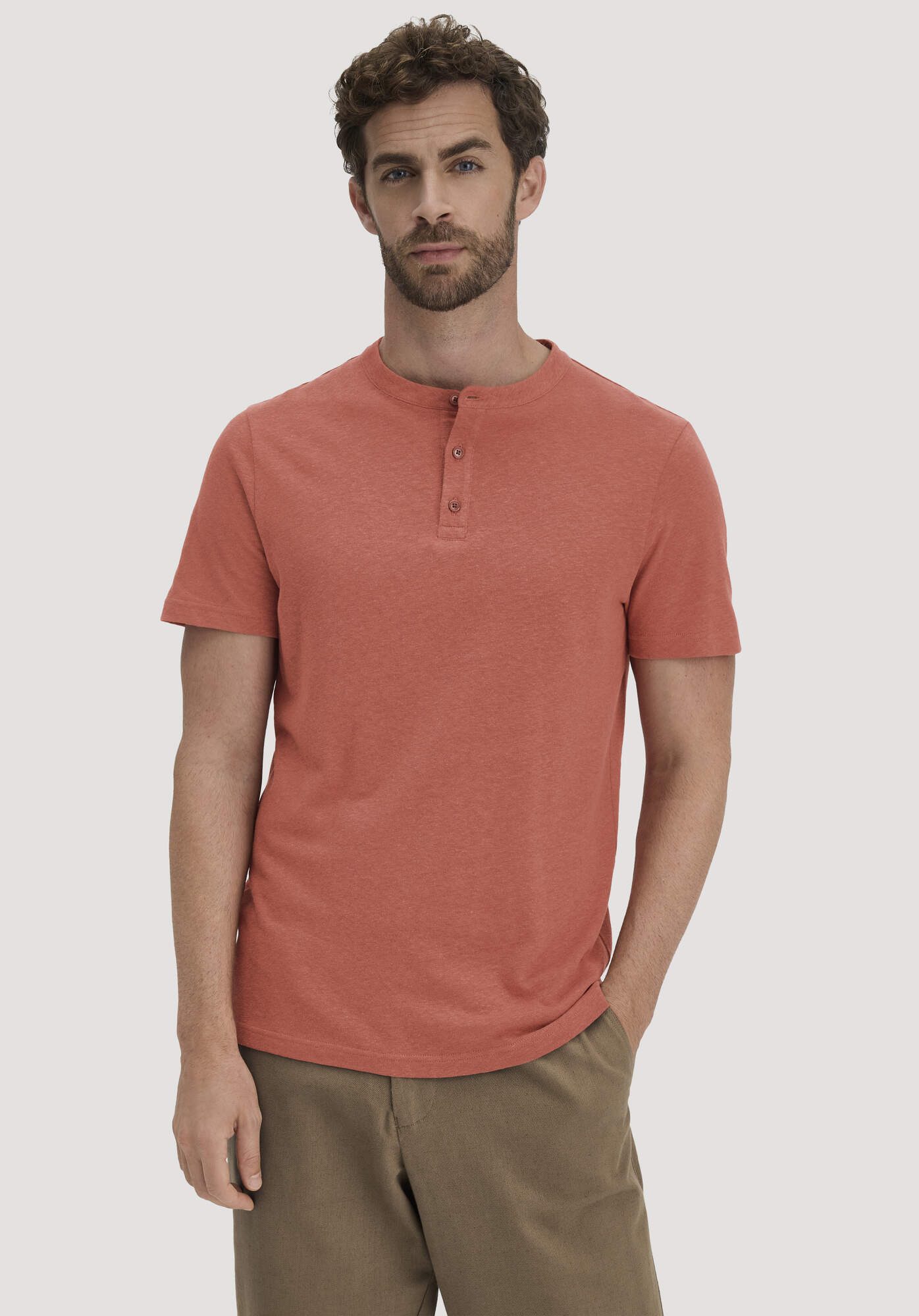 Hessnatur T-Shirt aus Bio-Baumwolle und Leinen (1-tlg)
