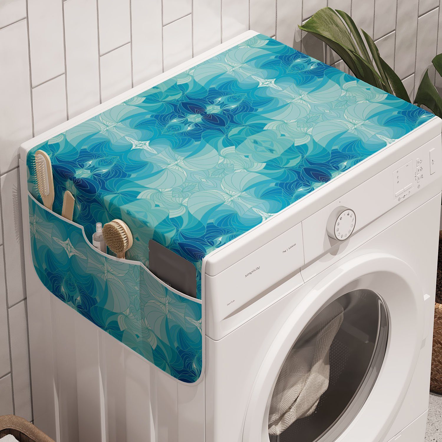 Grafik Trockner, Aquatic Motive Anti-Rutsch-Stoffabdeckung Badorganizer Waschmaschine für und Abstrakt Abakuhaus