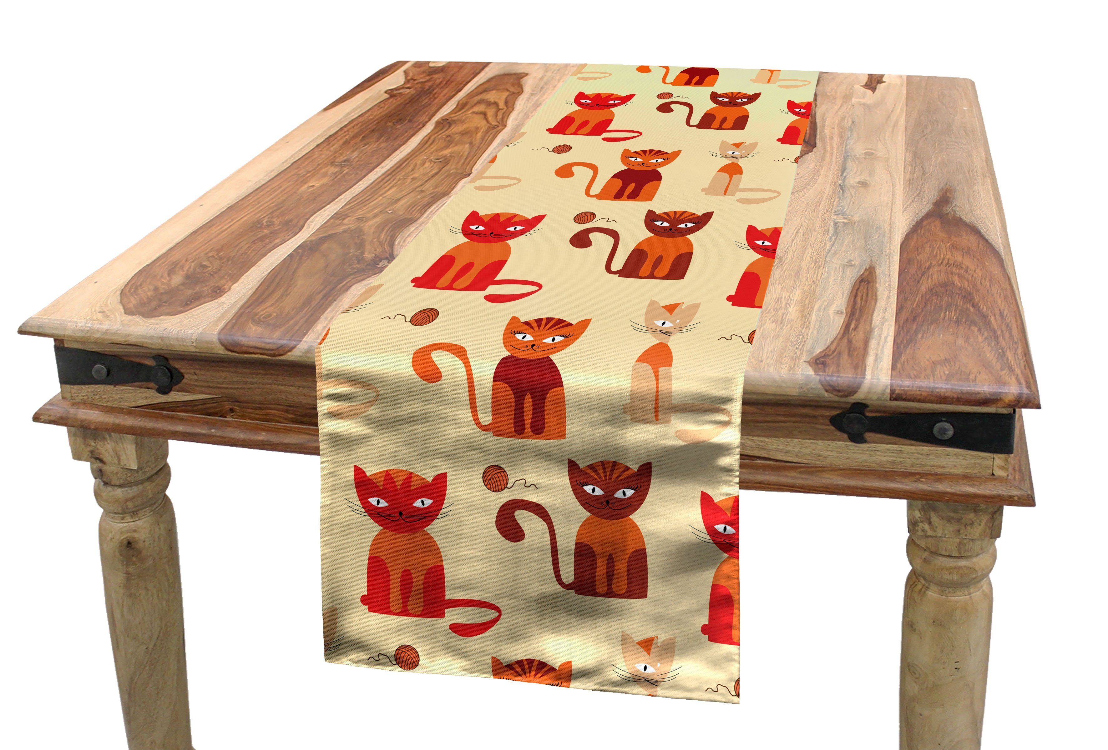 Abakuhaus Tischläufer Esszimmer Küche Rechteckiger Dekorativer Tischläufer, Kätzchen Katzen in Paprika orange Ton