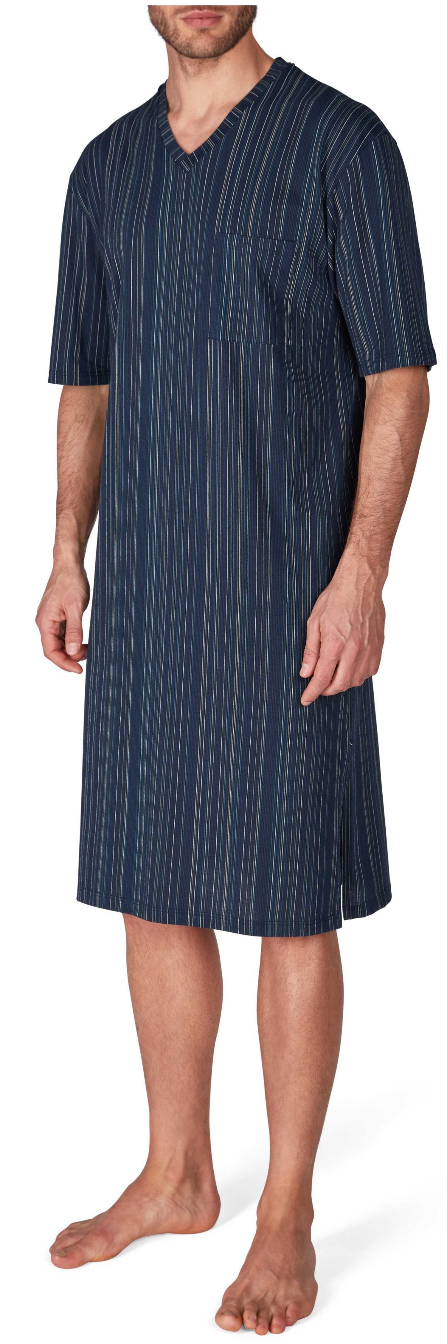 HUBER Nachthemd Herren Schlafshirt mit kurzem Arm (1-tlg) Baumwolle