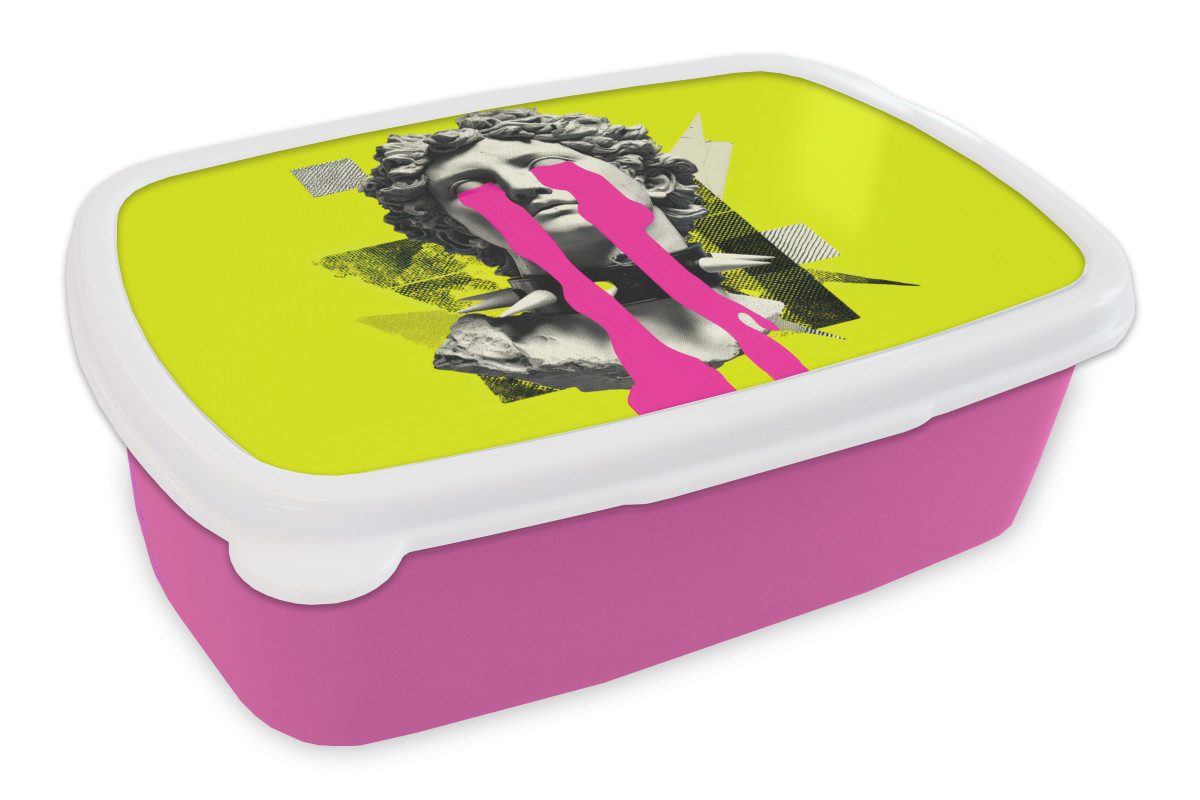 MuchoWow Lunchbox Büste - Farbe - Gelb, Kunststoff, (2-tlg), Brotdosen, Lunch Box, Brotbox für Kinder und Erwachsene