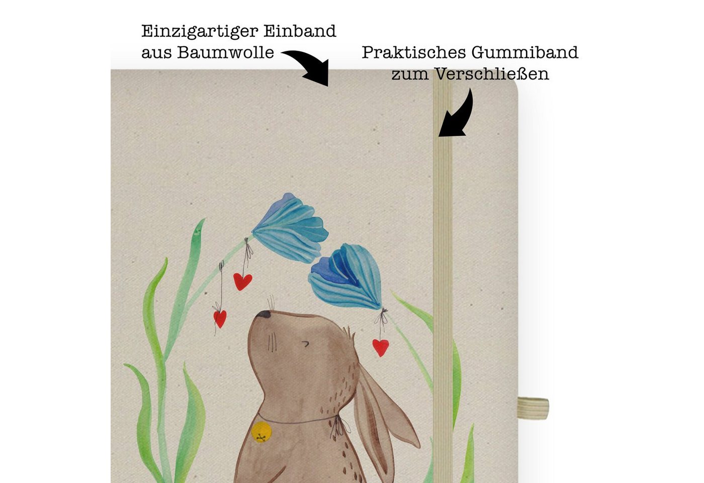 Thumbnail - Mr. & Mrs. Panda Notizbuch Hase Blume - Transparent - Geschenk, Ostern Kinder, Kaninchen, Notize Mr. & Mrs. Panda, Kreat...