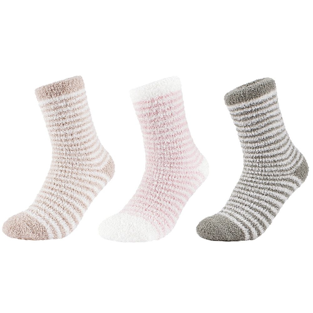 Linea Scarpa Hüttensocken Homey Stripes Hausschuhsocken Damen Kuschelsocken Damen Plüsch Hausschuhe