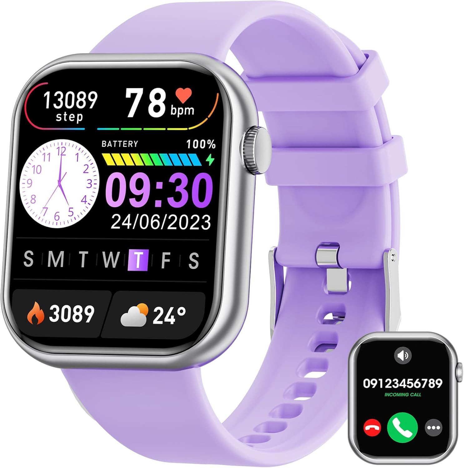 Hwagol G20 Smartwatch (4,6 cm, android ios), Smartwatch mit 1.85 Zoll Touchscreen Bluetooth Anrufen und Sportmodi