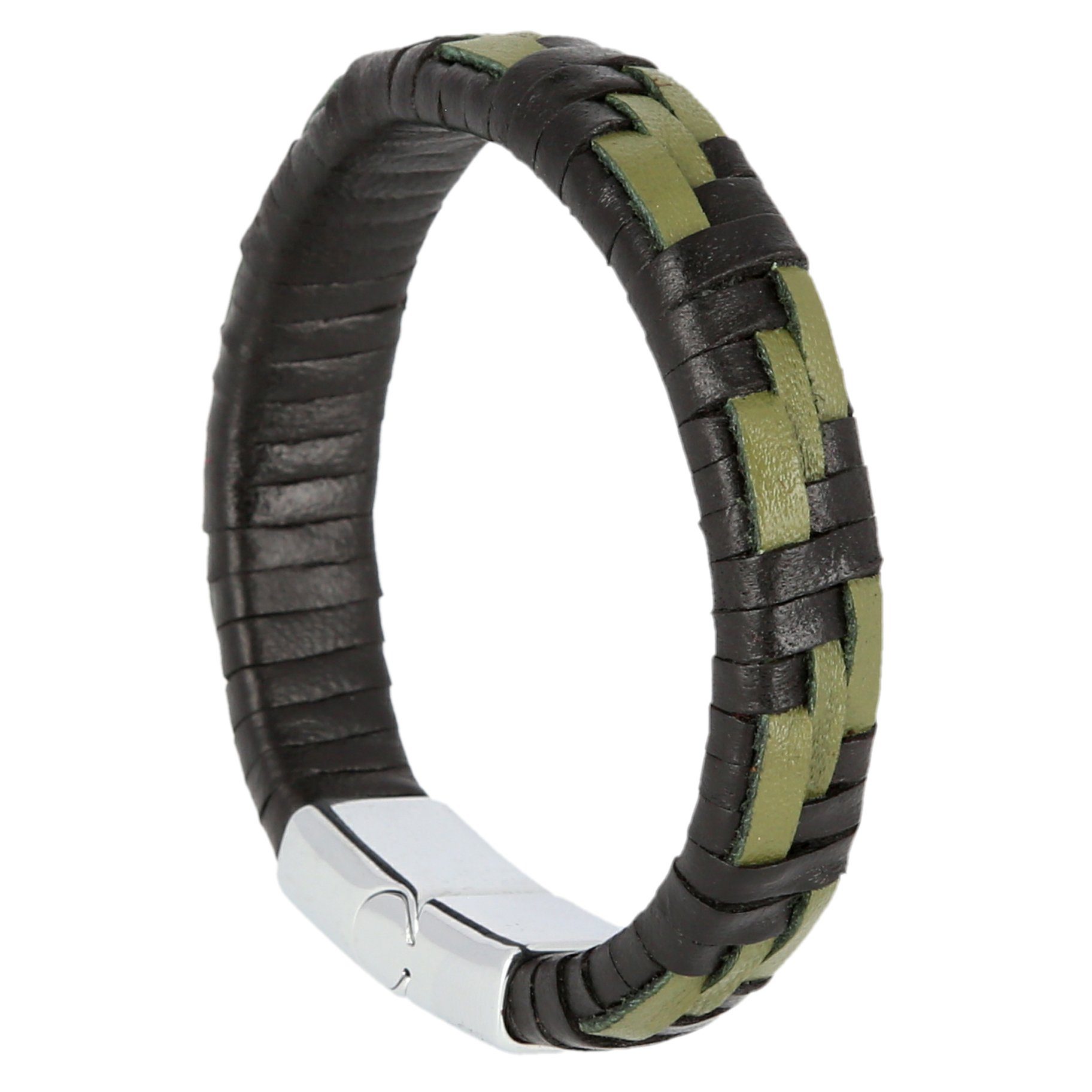 Lantelme Lederarmband Armband echtes Leder mit Magnetverschluss, Klickverschluss 2 farbig Grün