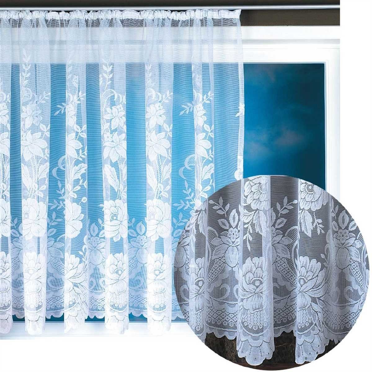 Arsvita Vorhang, Kräuselband, transparent, Übergardine in Spitzenoptik mit Universalband viele Größen und Motiven