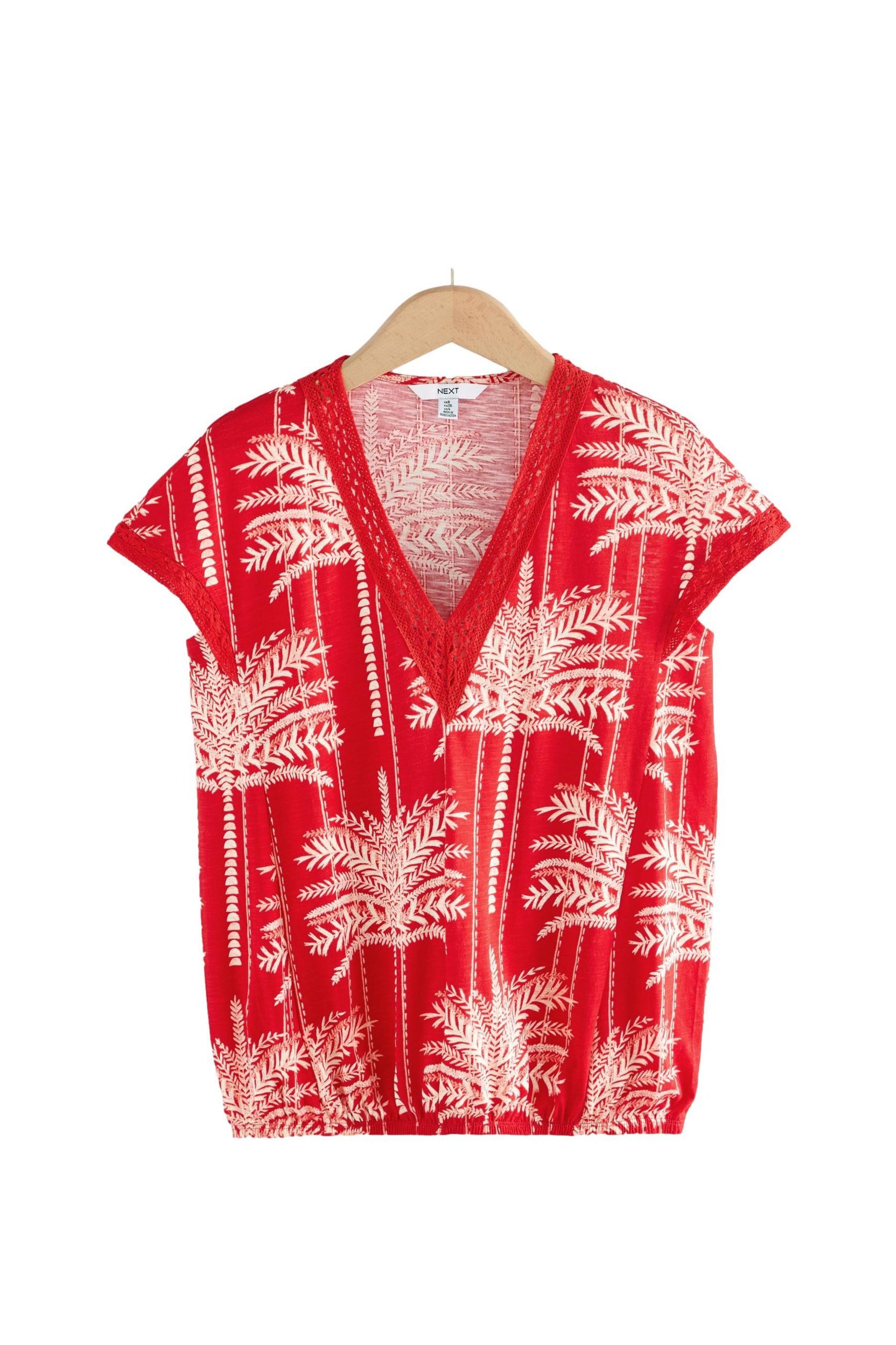 Next V-Shirt Kurzärmeliges Top, Spitzendetails und günstig online kaufen