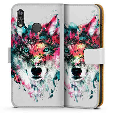 DeinDesign Handyhülle Riza Peker Wolf bunt Wolve ohne Hintergrund, Huawei P20 Lite Hülle Handy Flip Case Wallet Cover Handytasche Leder