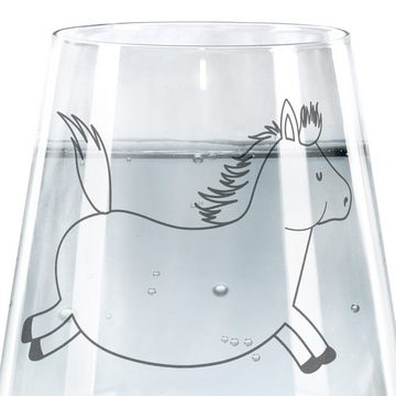 Mr. & Mrs. Panda Glas Pferd Springen - Transparent - Geschenk, Landwirt, Landwirtin, Bauern, Premium Glas, Hochwertige Lasergravur