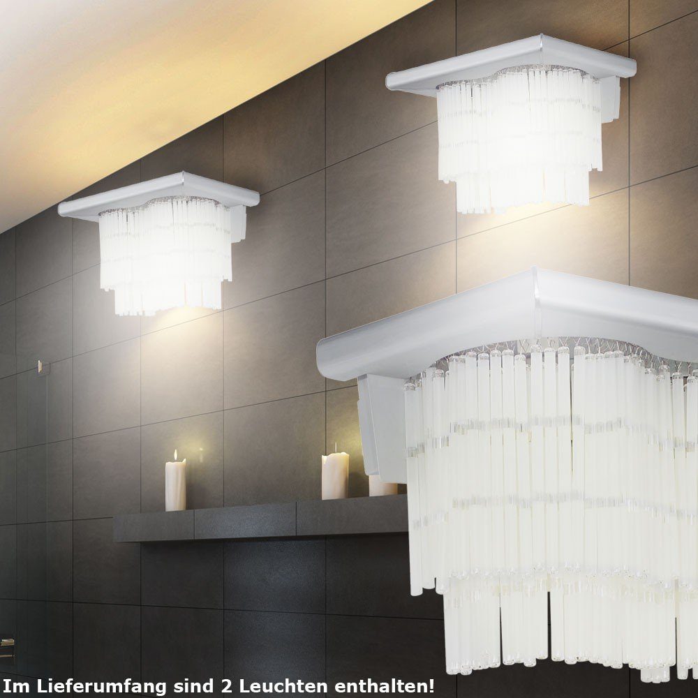 etc-shop LED Wandleuchte, Wohn Wand Stäbe inklusive, Warmweiß, Lampen 2x Glas Zimmer Leuchtmittel Beleuchtungen