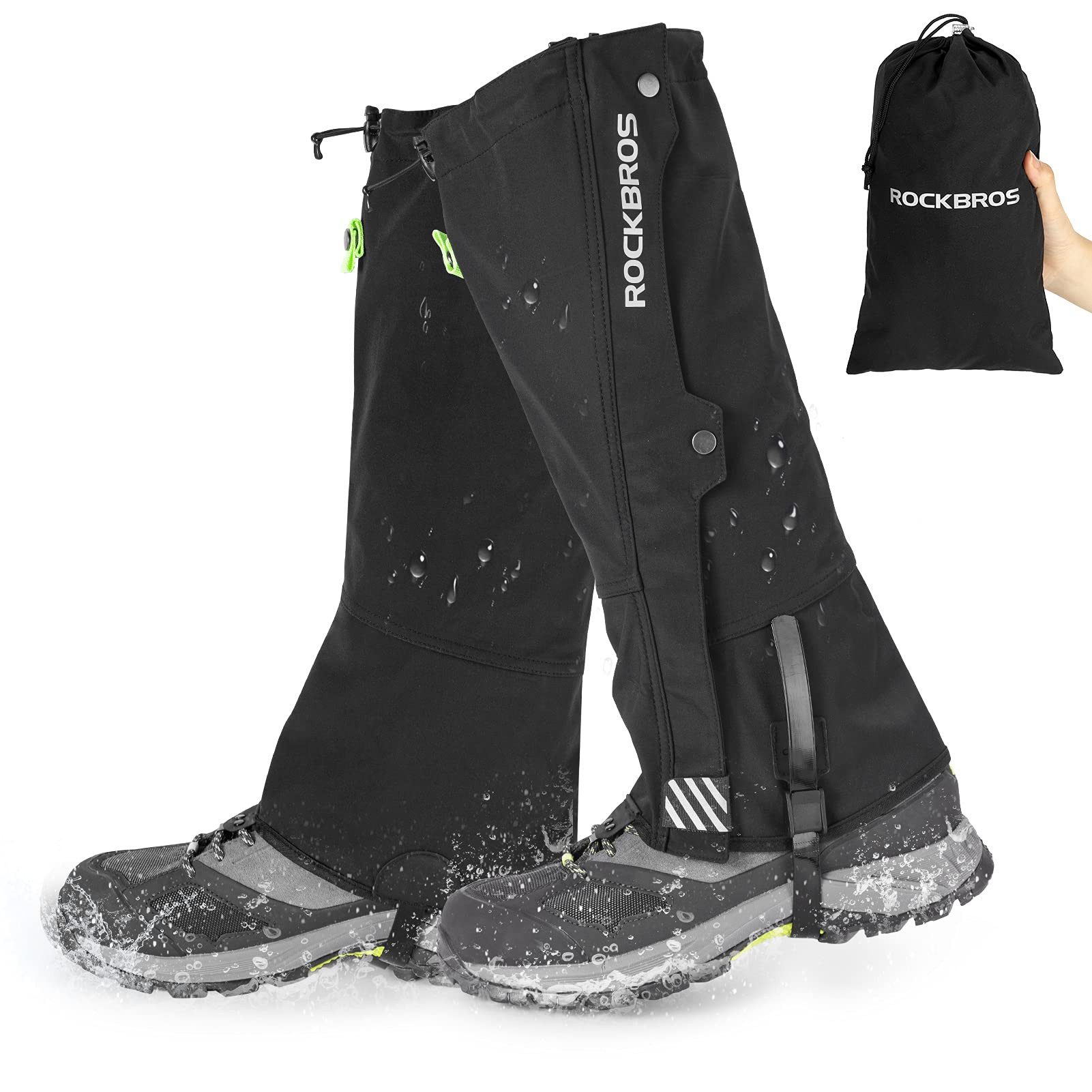 ROCKBROS Gamaschen Gamaschen Wasserdicht Warm Regengamaschen Schnee Gaiters zum Outdoor, Abriebfest, wasser- und winddicht