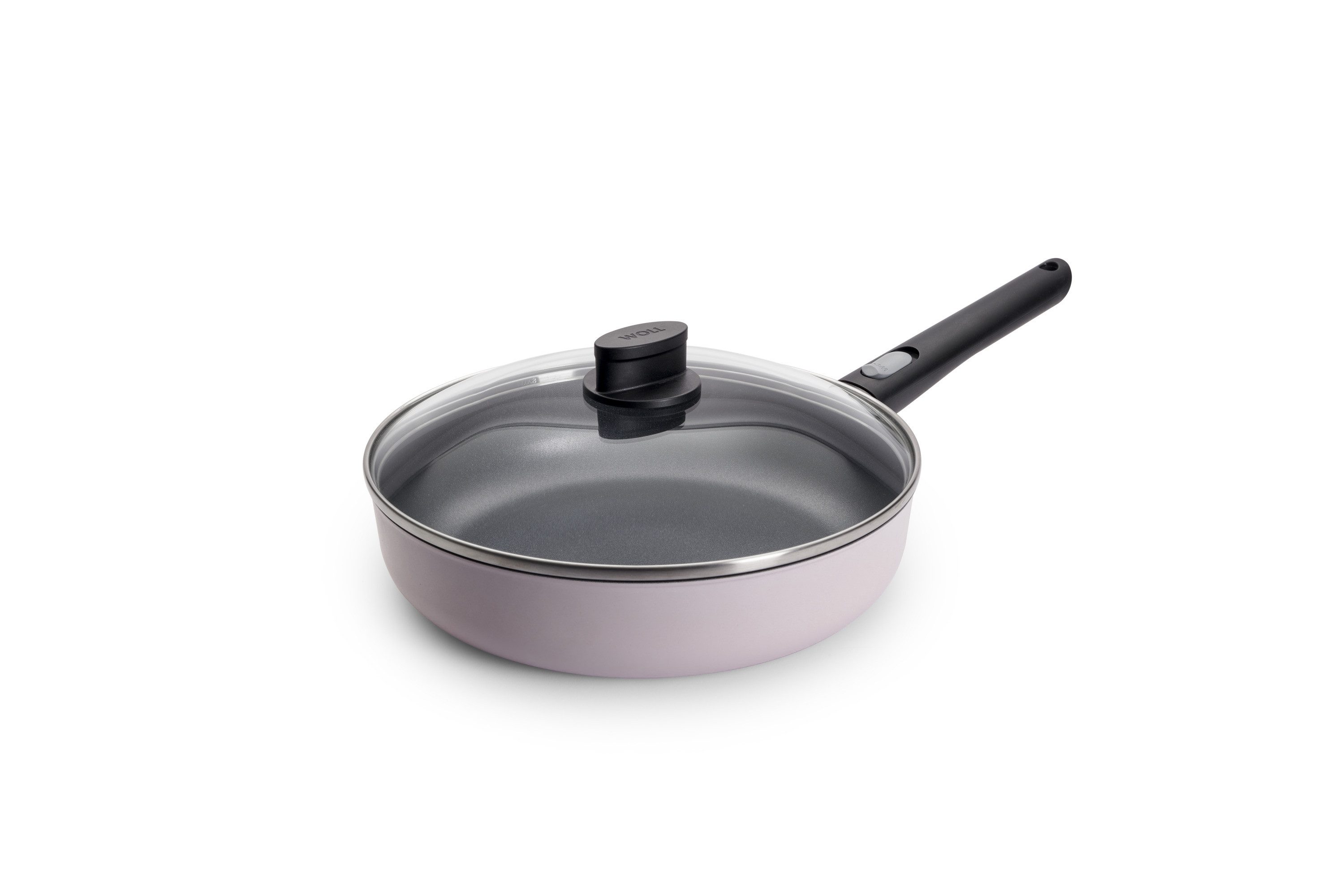 WOLL MADE IN GERMANY Bratpfanne Ecolour, Hochrandpfanne Ø 28 cm inkl. Deckel, Aluminiumguss (Set, 2-tlg), abnehmbarer Stiel