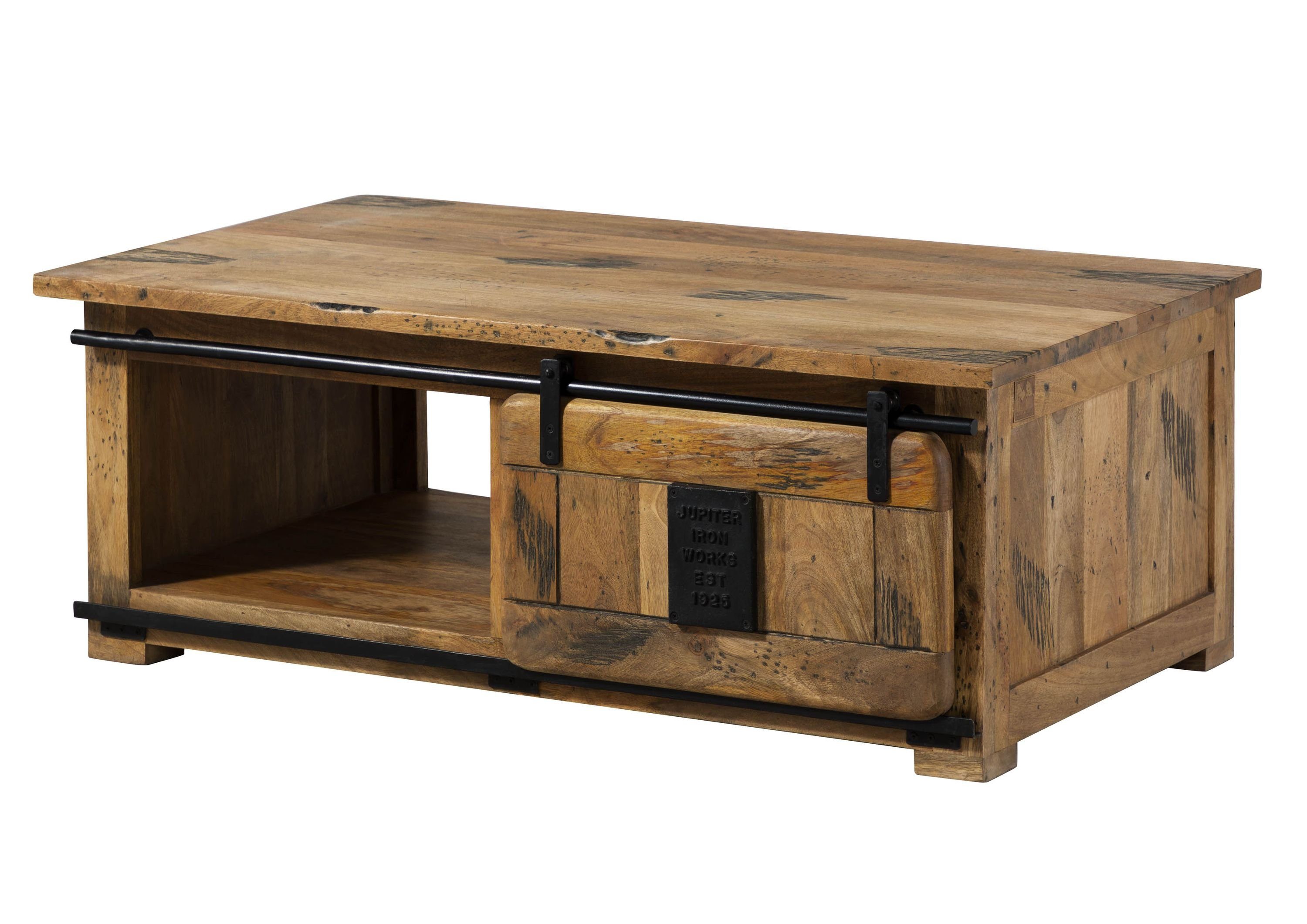 Massivmoebel24 Couchtisch RAILWAY (Couchtisch Mango 120x70x45 natur lackiert RAILWAY #1007)