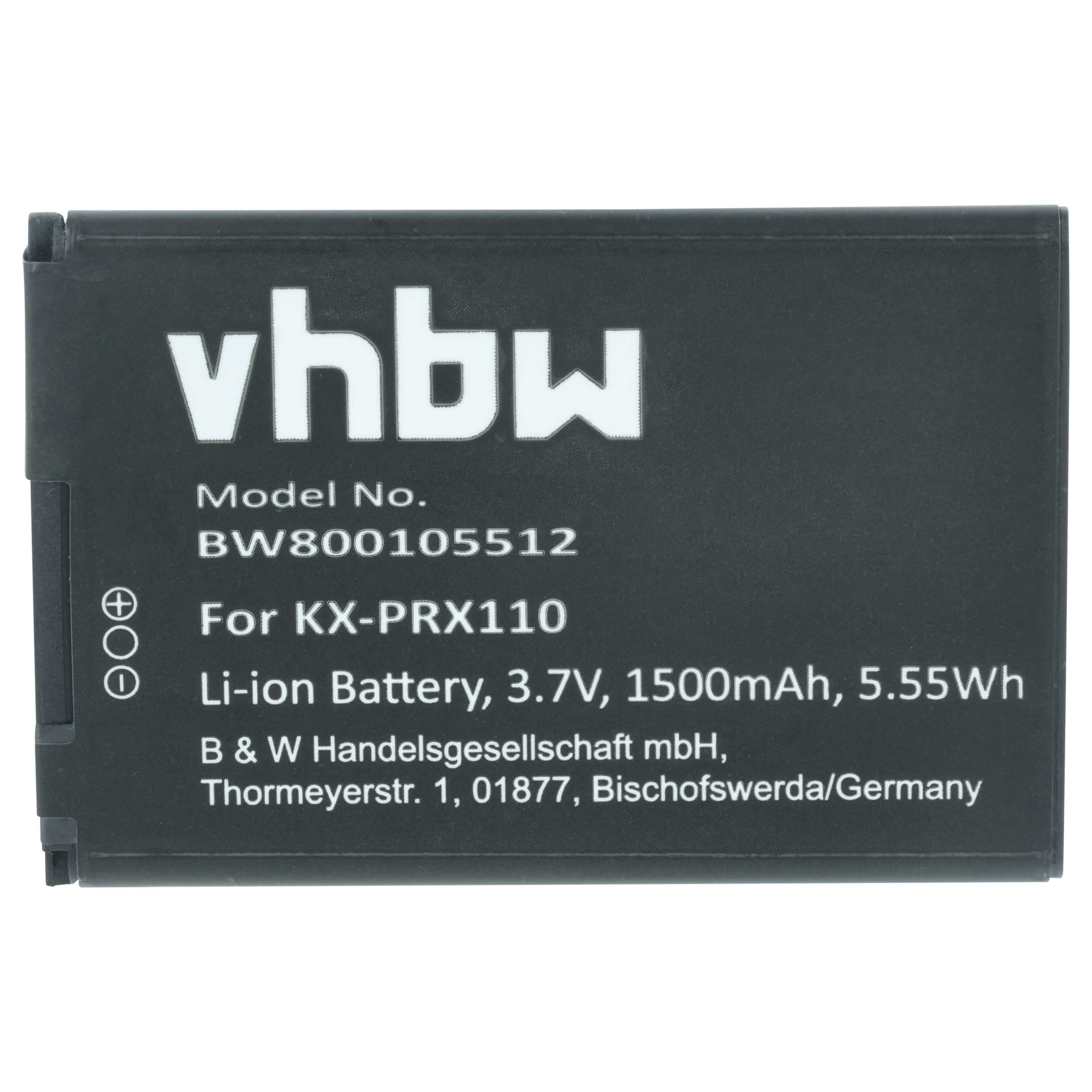 vhbw Akku passend für Panasonic KX-PRXA10, KX-PRX120GW, KX-PRX150GB, Akku Akku Li-Ion 1500 mAh (3,7 V, 1 St), Leistungsfähiger Austausch-Akku für Telefon, Festnetz oder schnurloses