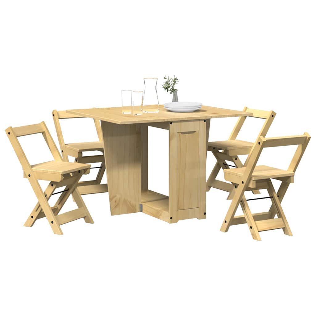 vidaXL Essgruppe 5-tlg. Butterfly-Esstisch-Set Corona Wachsbraun Kiefernholz, (1-tlg)