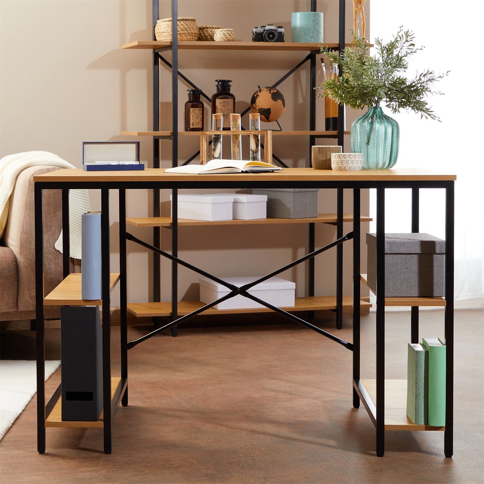 CARO-Möbel Schreibtisch EVORA, Schreibtisch im Industrial Stil aus Metall i günstig online kaufen