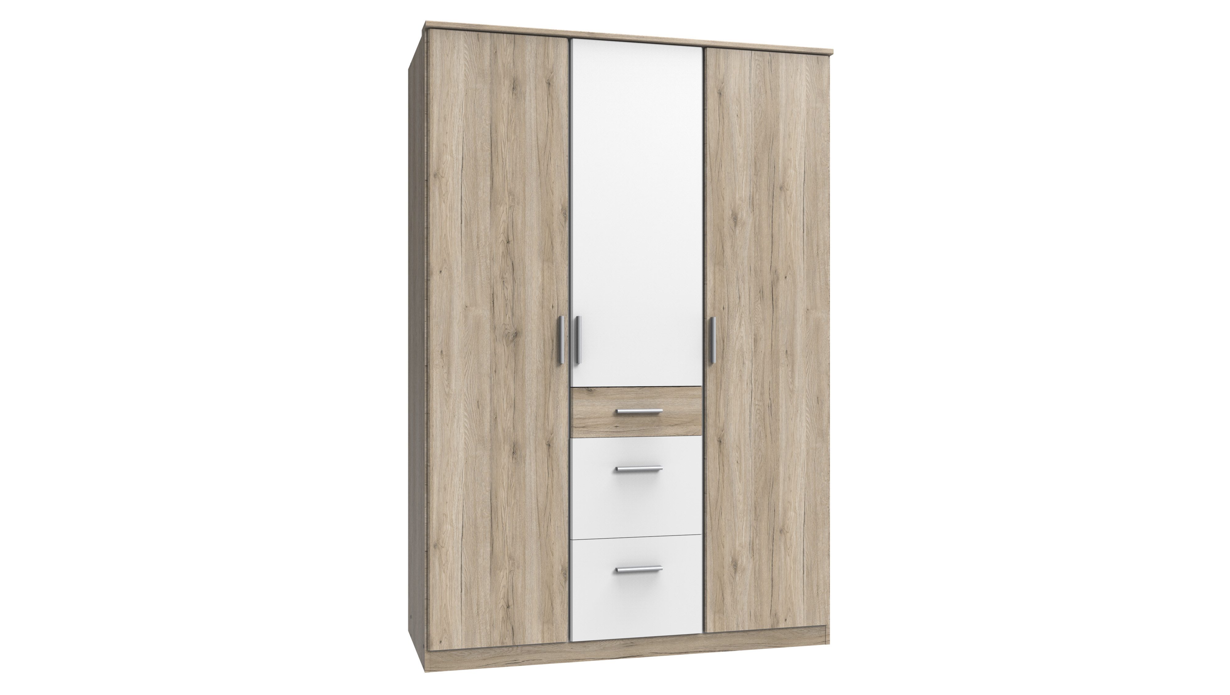 möbel-direkt.de Kleiderschrank Joker in Eiche San Remo Weiß (komplett, 1-St., Drehtürenschrank, begehbarer Eckkleiderschrank) Made in Germany