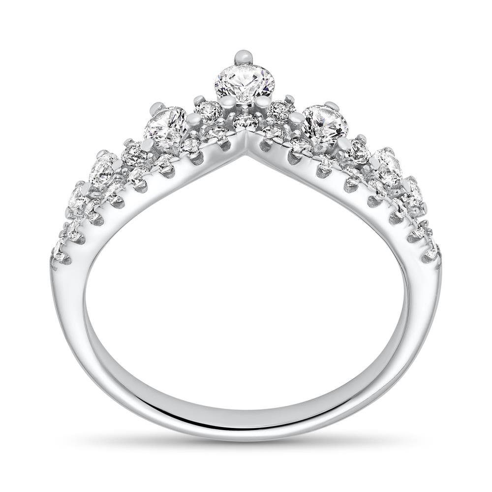 JEWLIX Silberring Damenring im funkelnden Tiara?Design mit Zirkonia SR0499 – Bild 3 von 5