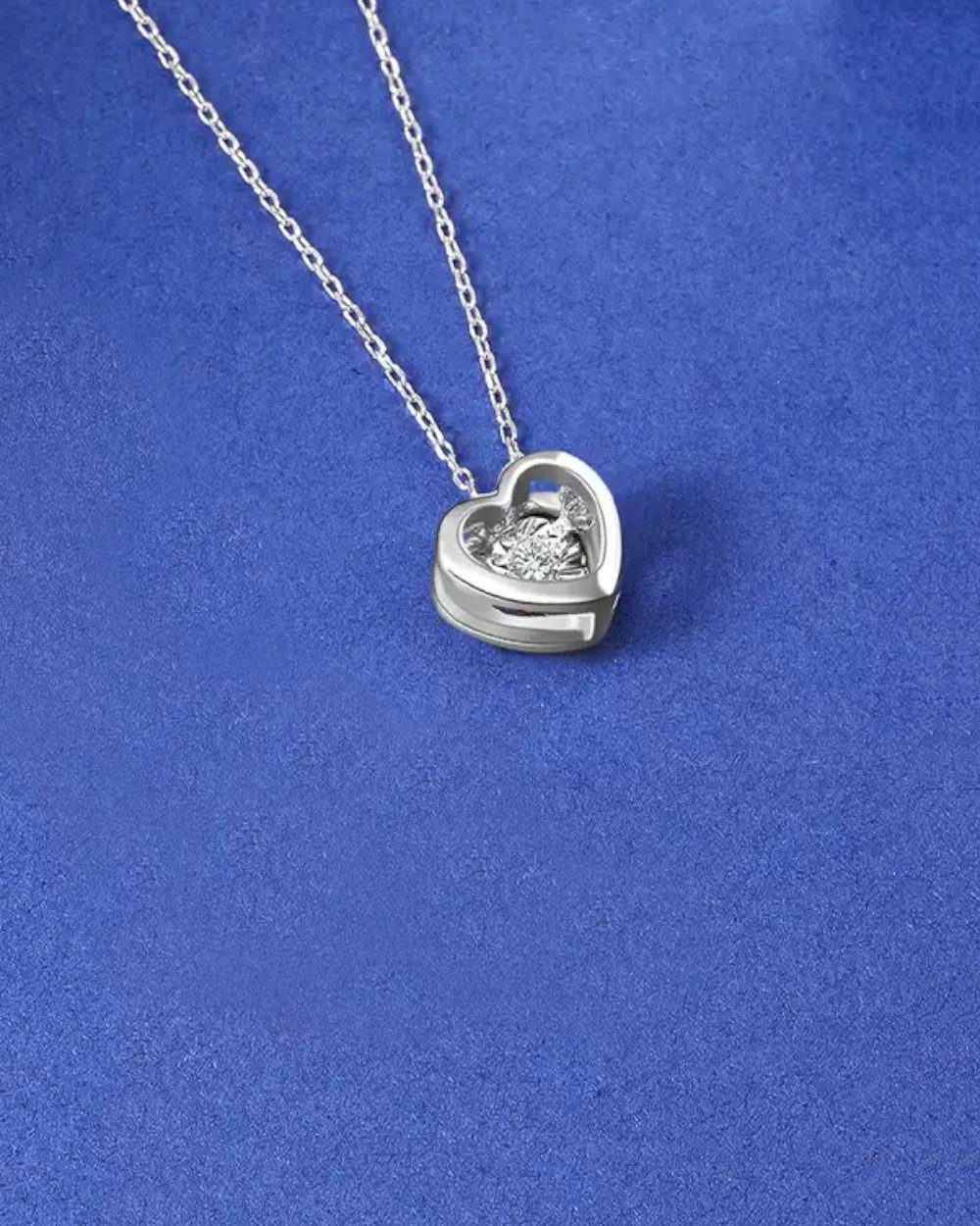 DANIEL CLIFFORD Herzkette Silber größenverstellbare Kristall Silberkette, 45cm 925 - Herz-Anhänger Halskette Damen 'Corina' Moissanit, 40cm Herzform