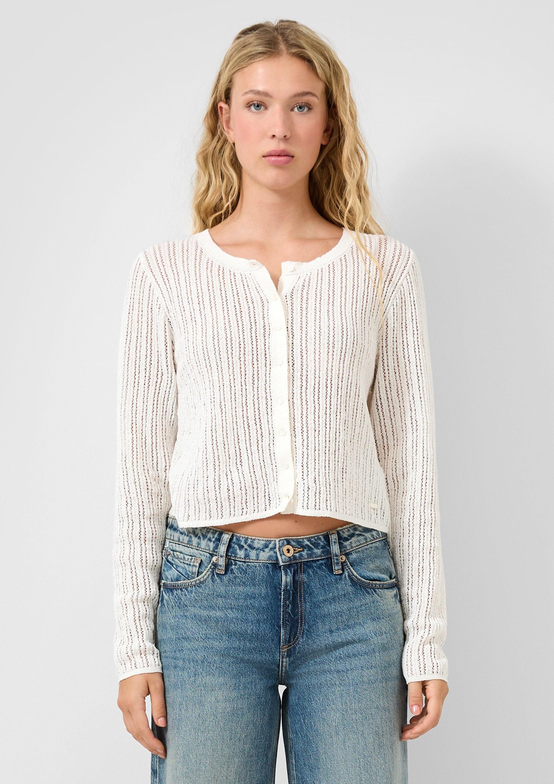 QS Cardigan Strickjacke Strickjacke mit Ajourmuster