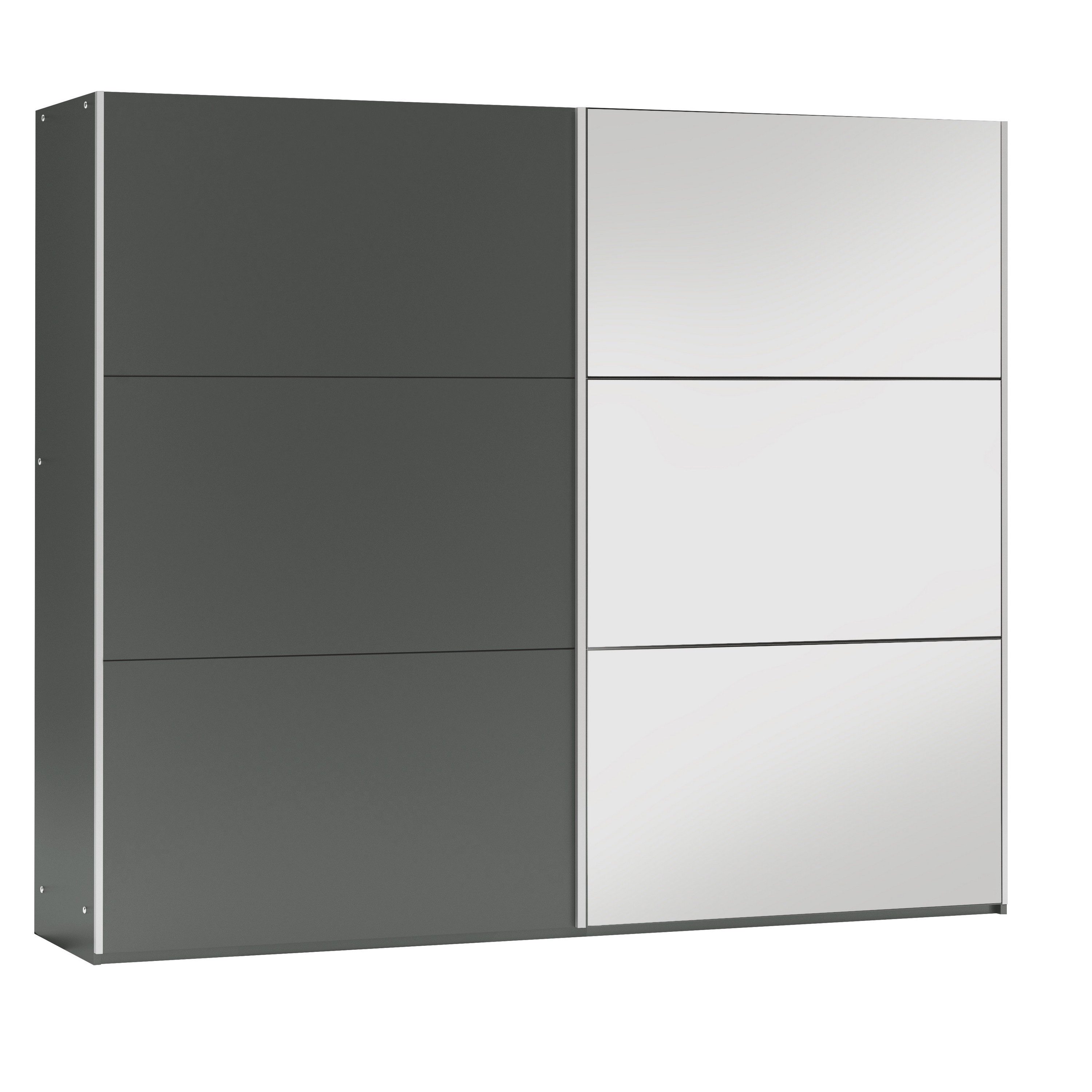 Schwebetürenschrank IVERN 250 cm Kleiderschrank mit Spiegel 2 Türen Graphitfarben