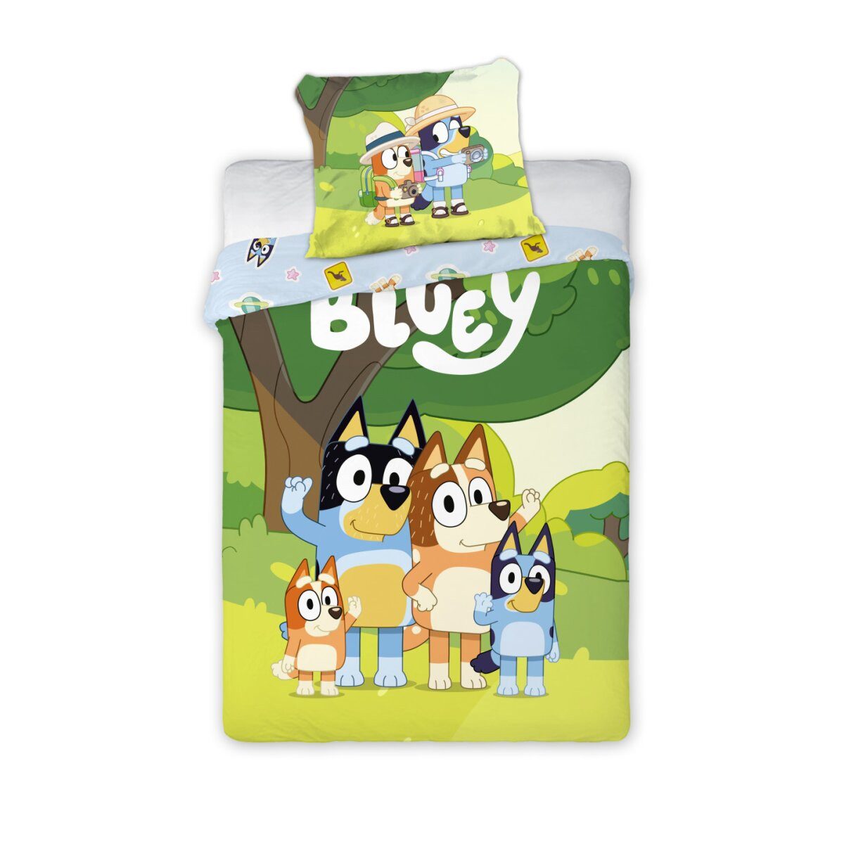Bluey Kinderbettwäsche Bluey Family Snuggle Kindergarten Bettwäsche 100x135