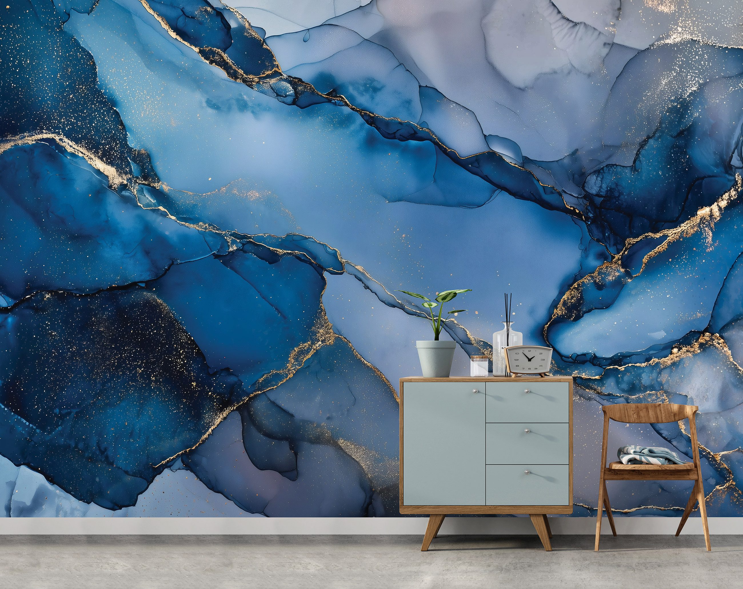 Wallarena Fototapete Marmor Blau Gold Vlies günstig online kaufen