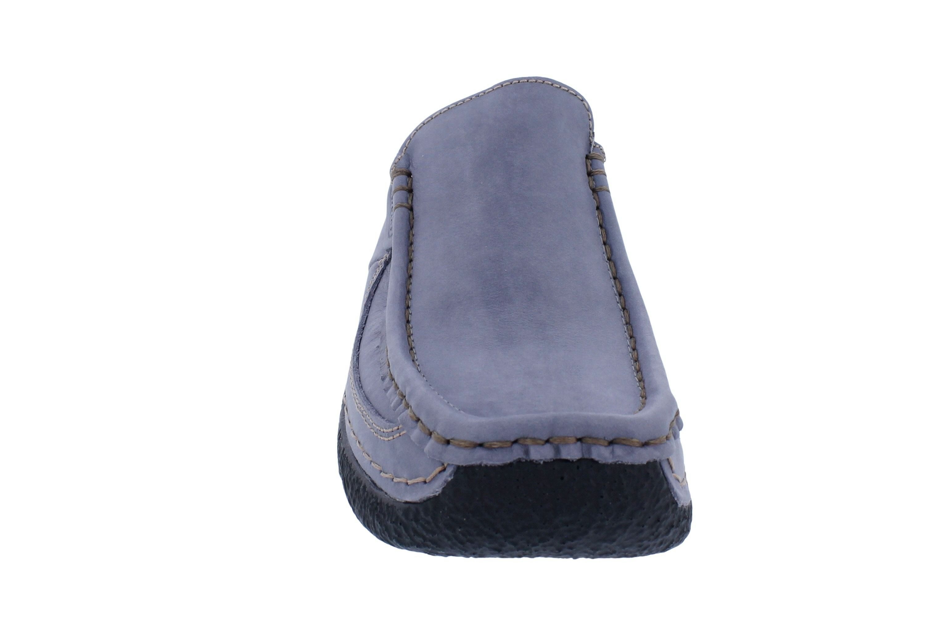 WOLKY Wolky Clog Roll Slide 0620236-826, leicht glänzendes Nubukleder, Blau, Clog