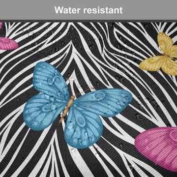 Abakuhaus Stuhlkissen Dekoratives wasserfestes Kissen mit Riemen für Küchensitze, Bunt Schmetterlinge auf Zebra