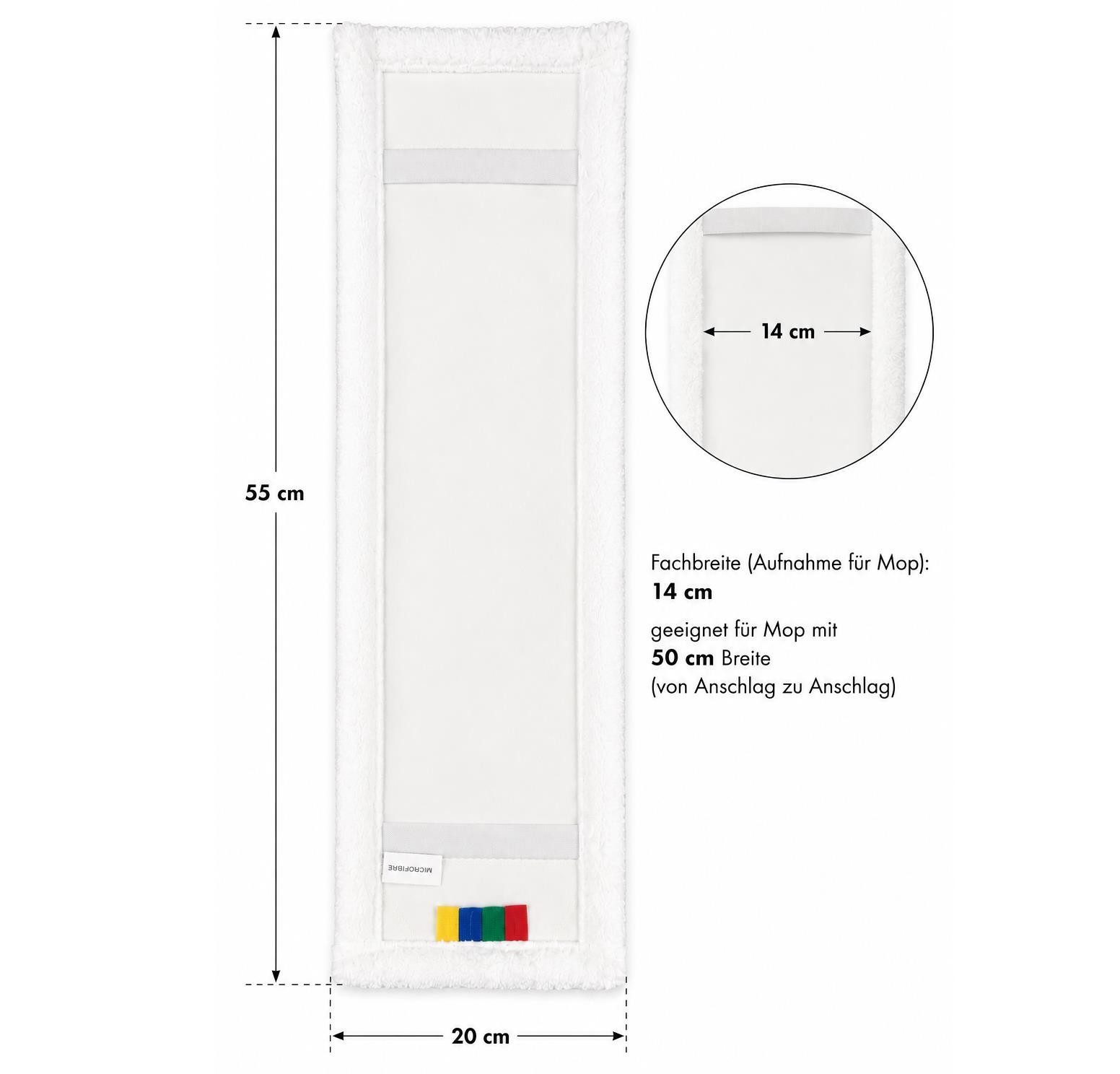 BAYLI Profi Wischmopp Bezug 50 cm Mikrofaser – 2 Stück Wischbezug für Klapph Moppaufsatz