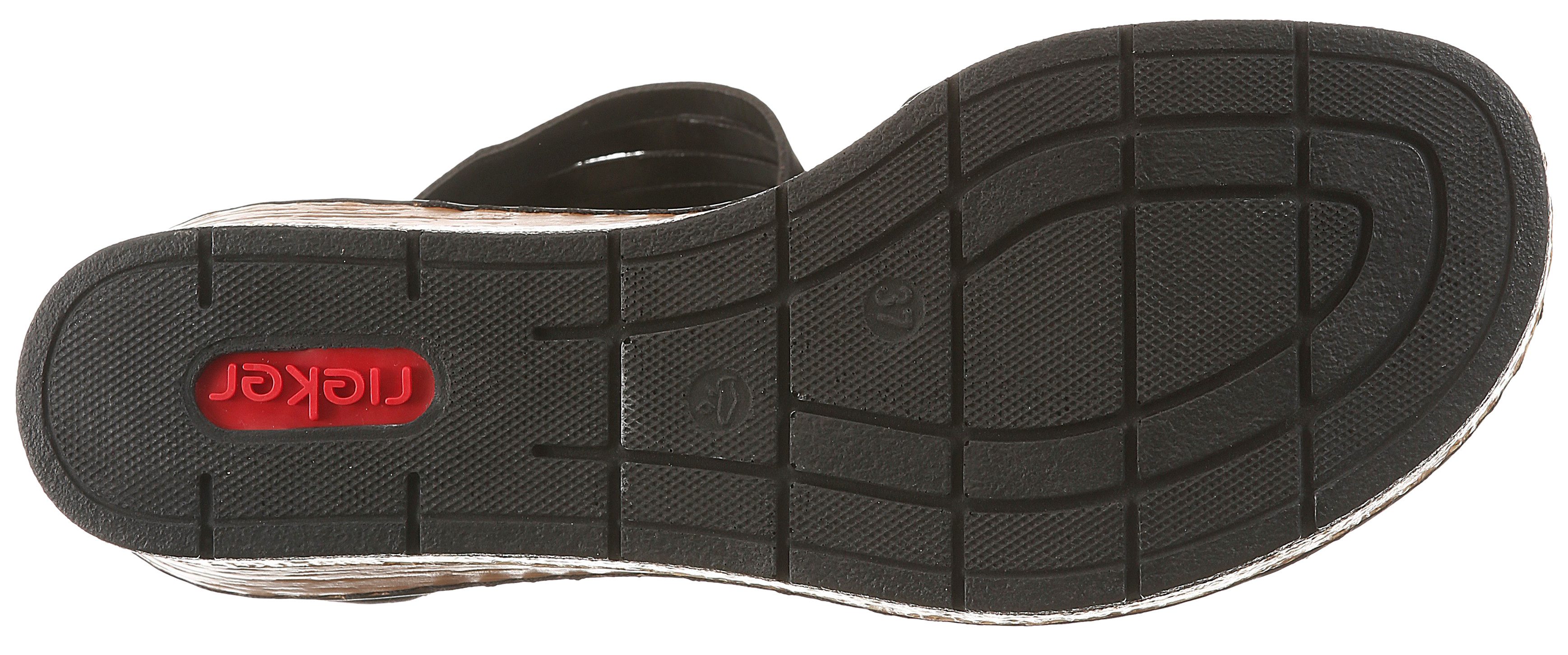 Rieker Keilsandalette Sommerschuh, Urlaubsschuh, Sandale mit trendy Fesselriemchen