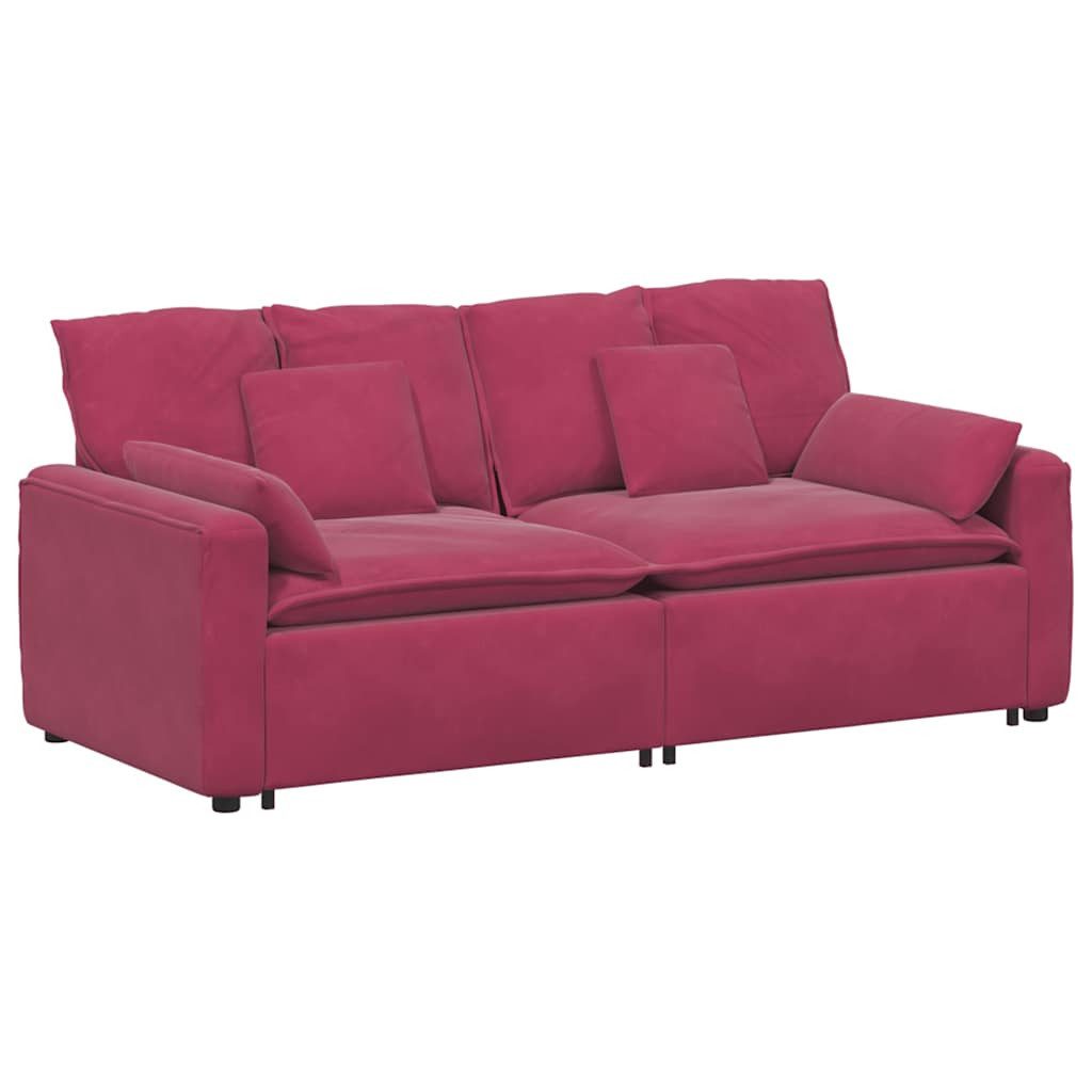 vidaXL Sofaelement Modulares Sofa mit Kissen Weinrot