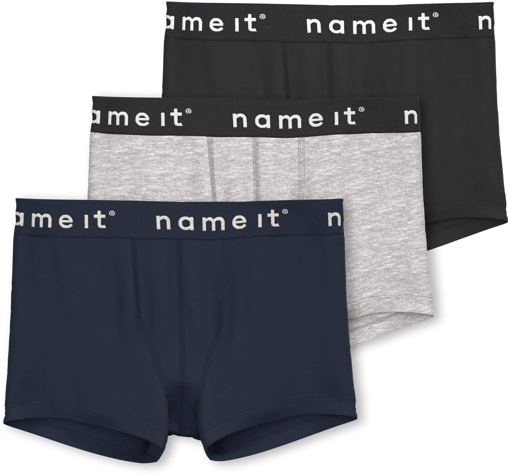 Name It Trunk NKMBOXER 3P (Packung, 3-St) eng, Jersey, Logoschriftzug, angesetztes Bündchen