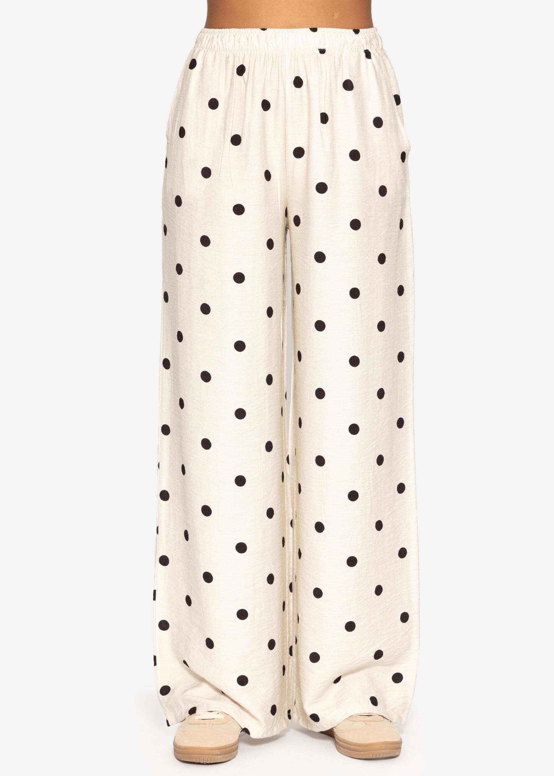 SASSYCLASSY Stoffhose Gepunktete Hose mit weitem Bein für Damen Weiche Stof günstig online kaufen